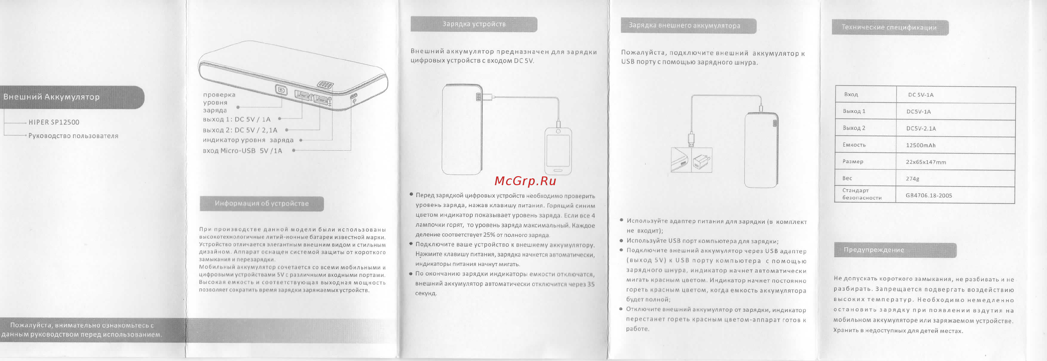 Hiper SP12500 Инструкция по эксплуатации онлайн