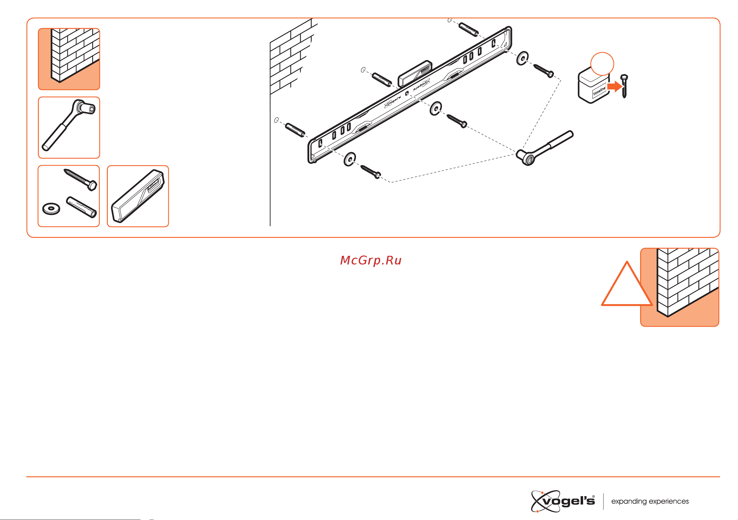 Vogels W50810 [11/21] Screw the wall mount a onto the wall