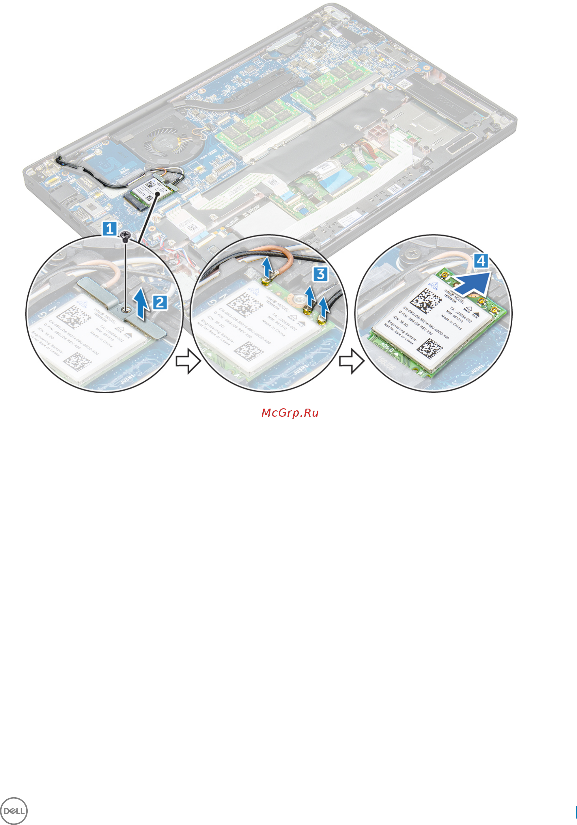 Dell 7480-8685 (7480-8685) [15/61] Установка платы wlan