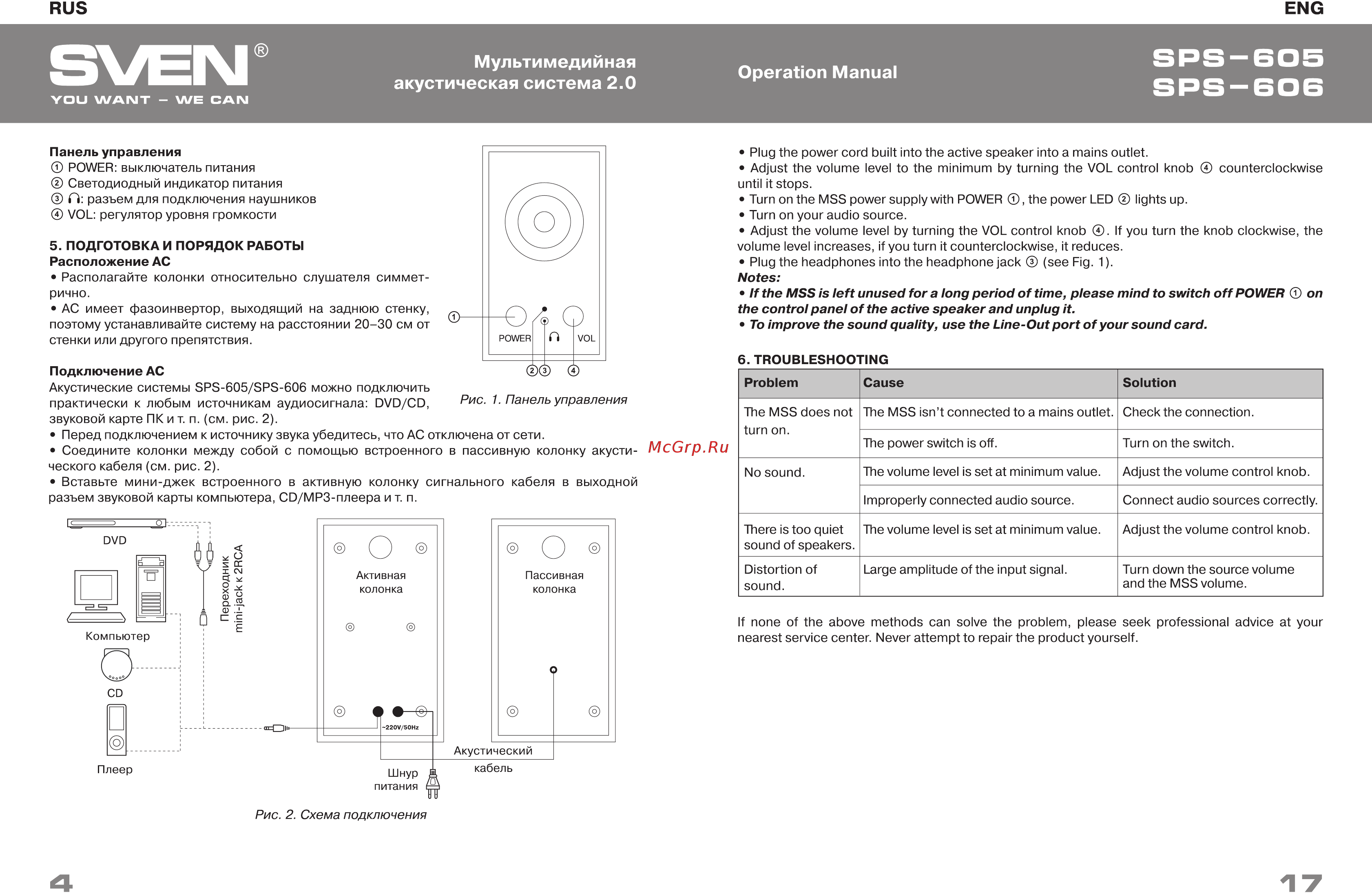 Sven SPS-606 Черный [4/6] Акустическая система 2 operation manual