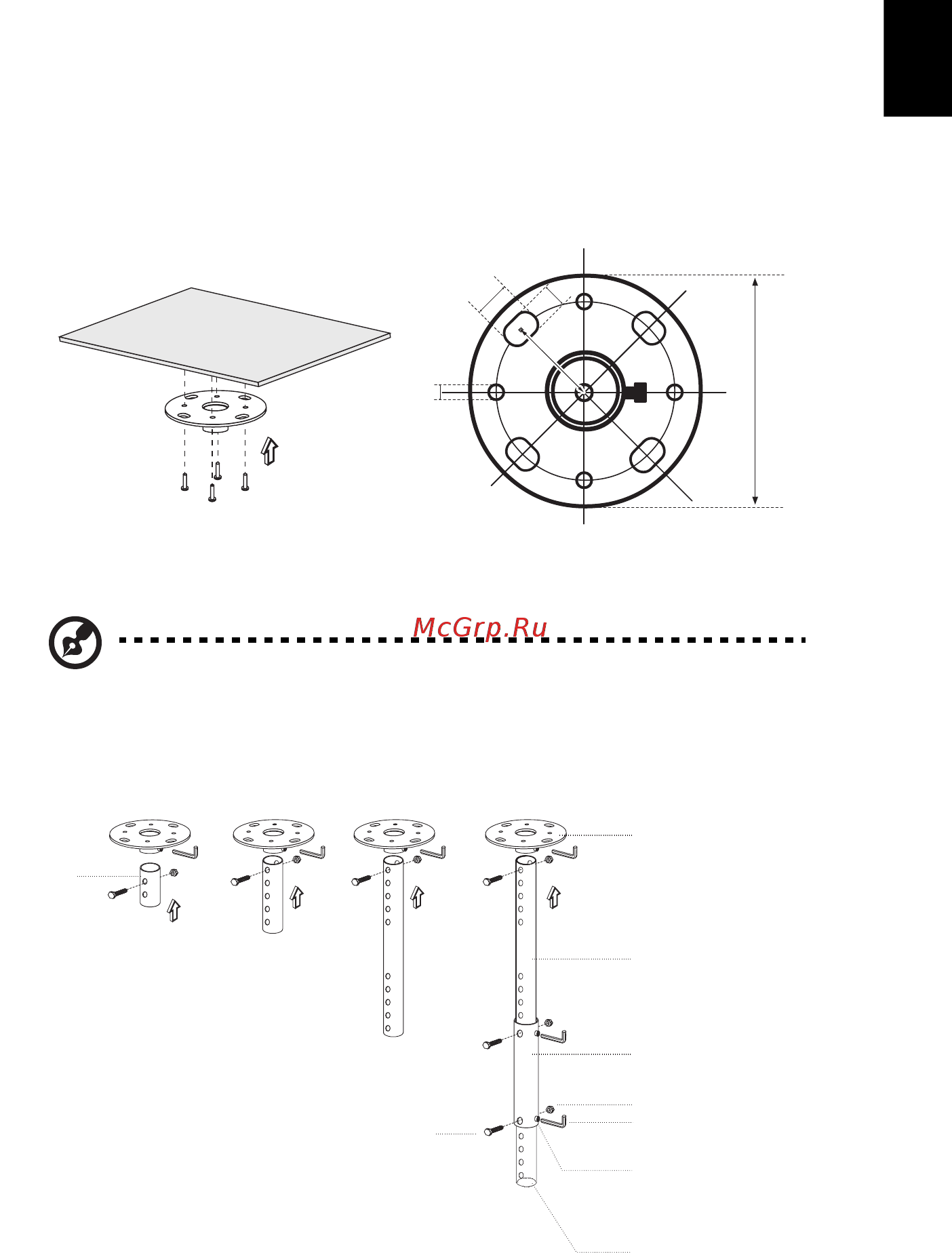 Acer P1385W MR.JLK11.001 Черный [61/78] Установка на потолке