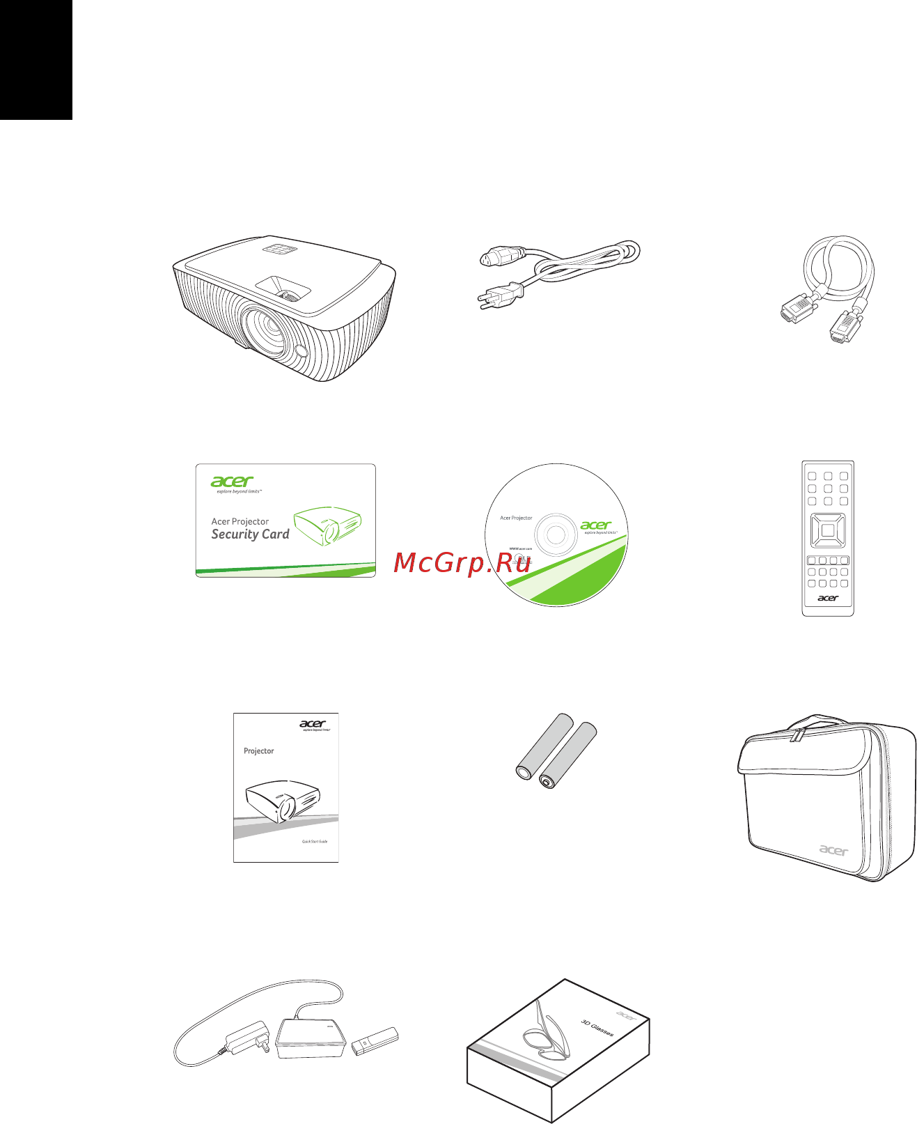 Acer H7550BD [12/61] Комплектация