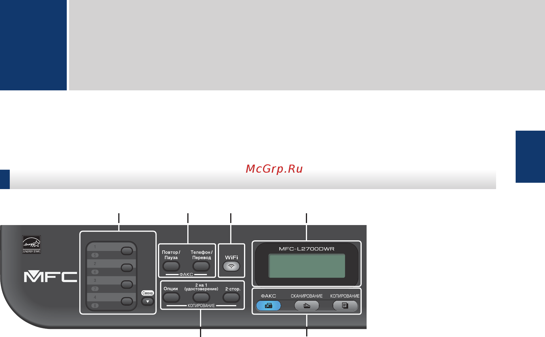 Brother DCP-L2 DCP-L2540DNR Черный [13/82] Обзор панели управления