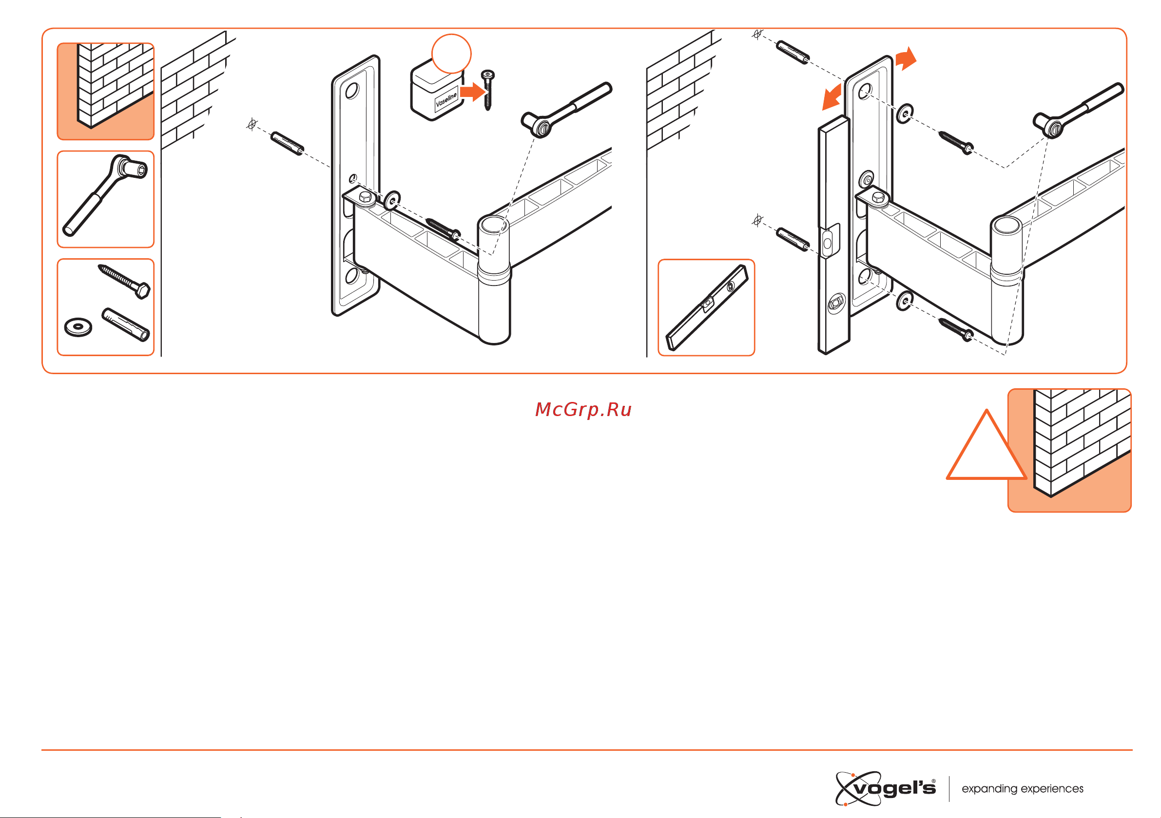 Vogels W52081 [11/20] Screw the wall mount a onto the wall