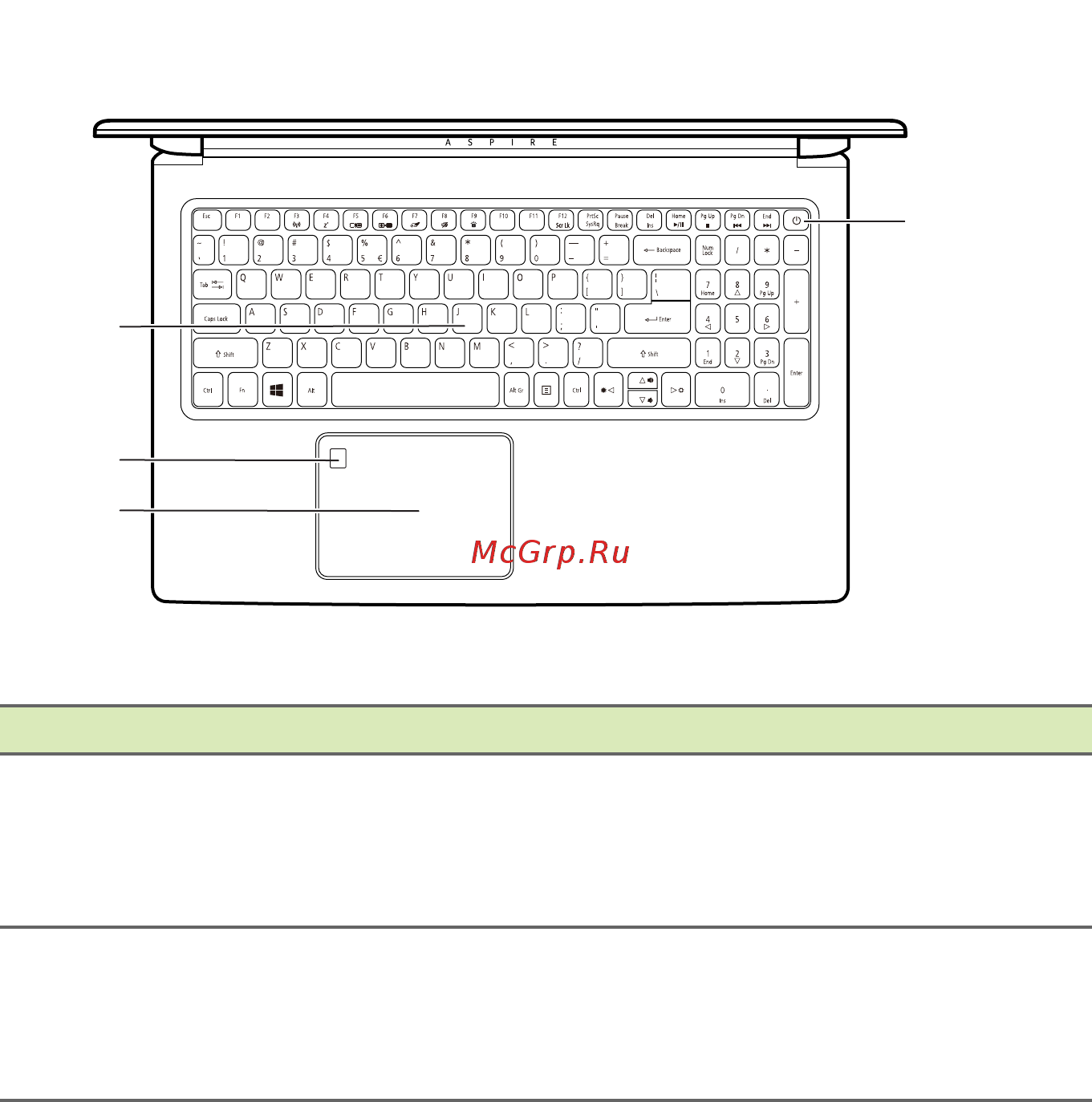 Acer Aspire A715-71G-58YJ NX.GP8ER.012 [11/92] Вид клавиатуры