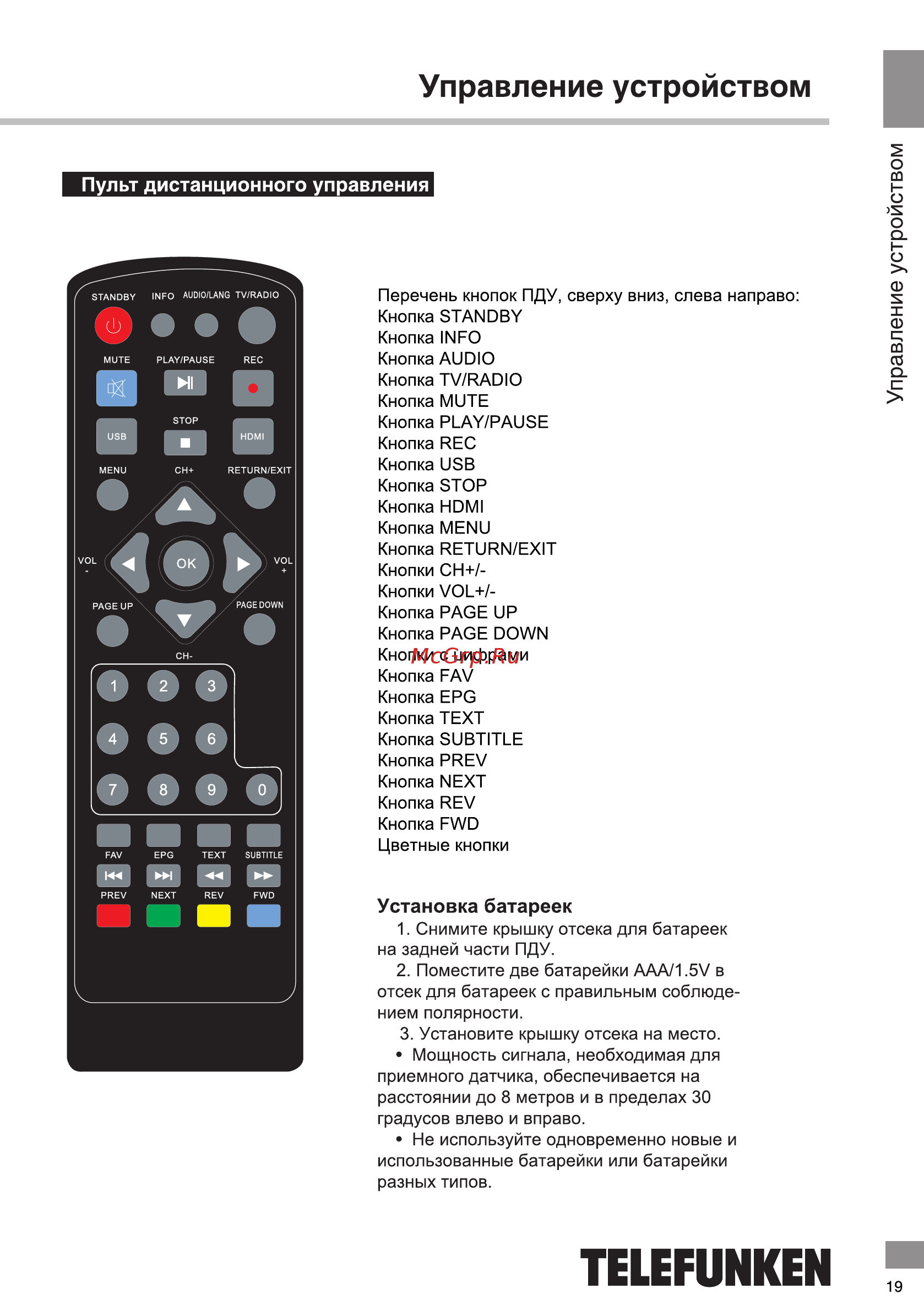 Telefunken TF-DVBT212 Инструкция по эксплуатации онлайн [6/24] 293103