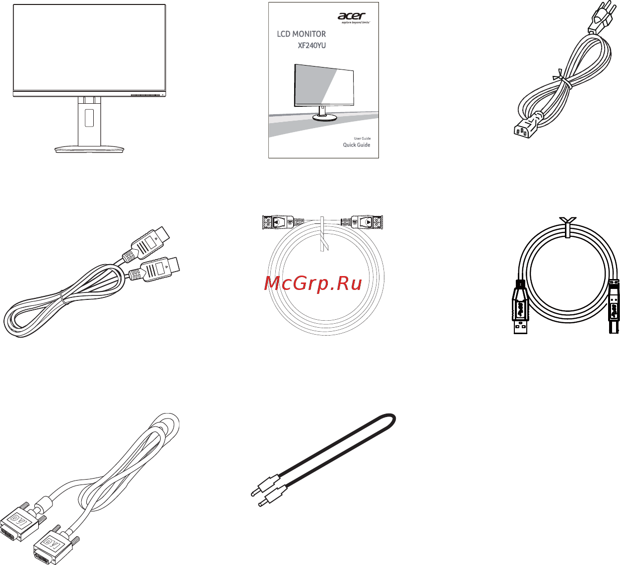 Acer XF240YU UM.QX0EE.001 [11/34] Распаковка
