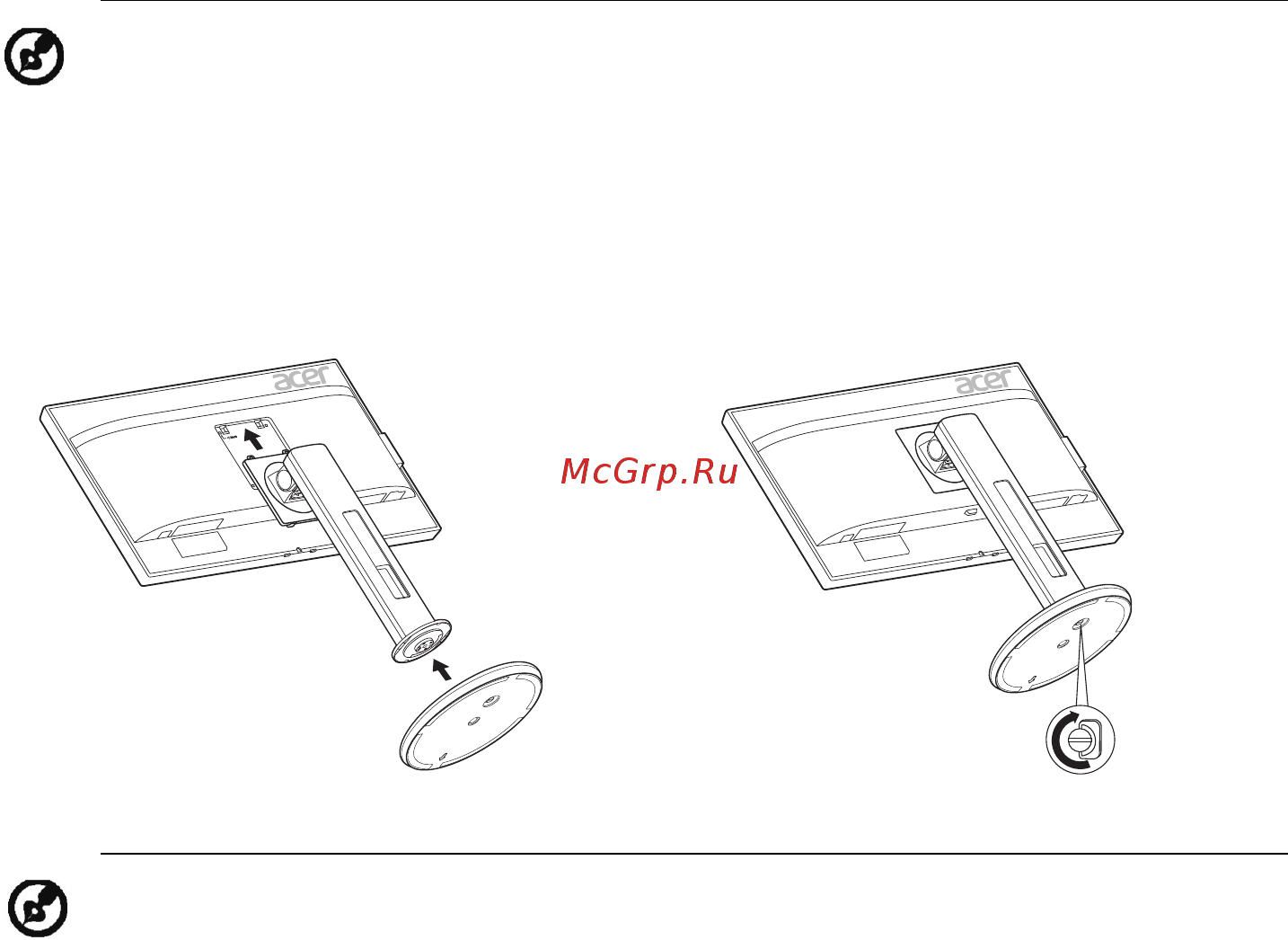Acer XF240YU UM.QX0EE.001 [12/34] Установка снятие подставки