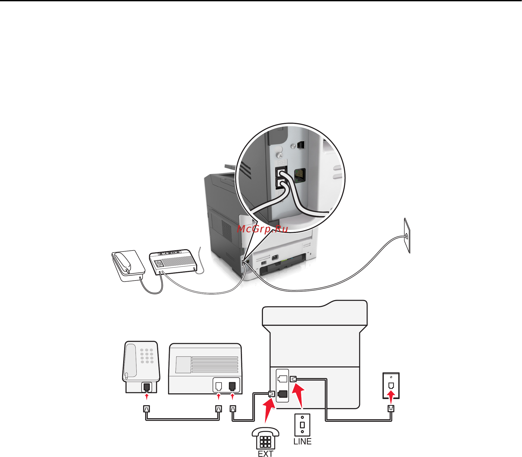 Lexmark MX310dn 35S5800 [78/273] Настройка 2 принтер подключен к той же телефонной линии что и автоответчик