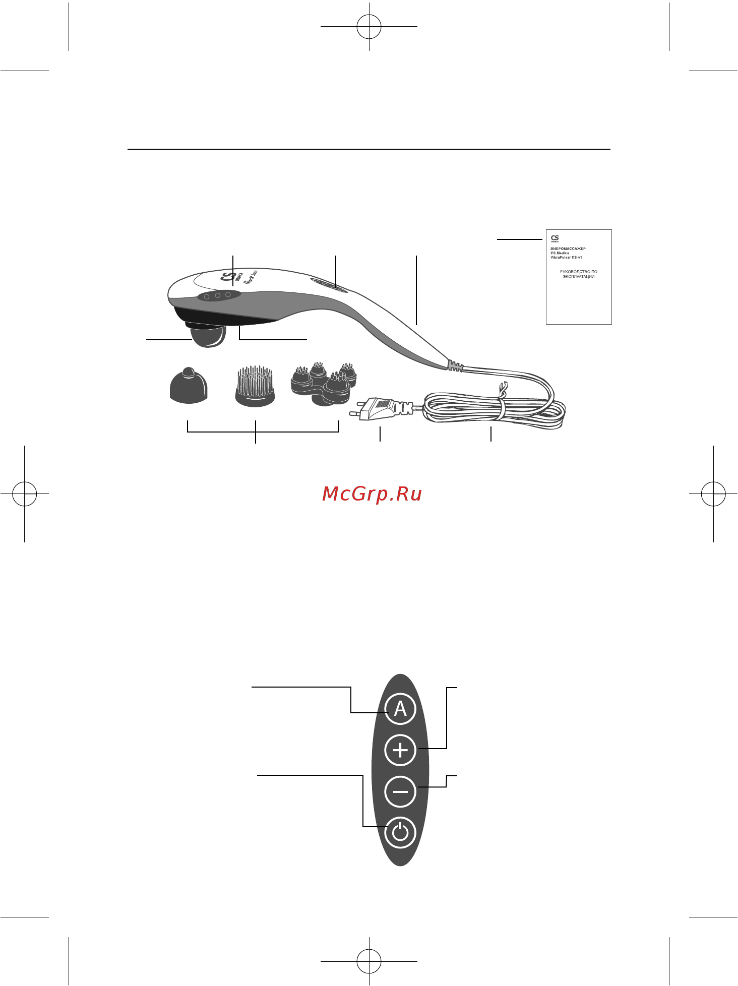 Cs Medica VibraPulsar CS-v1 [8/26] Панель управления кнопки управления и их функции