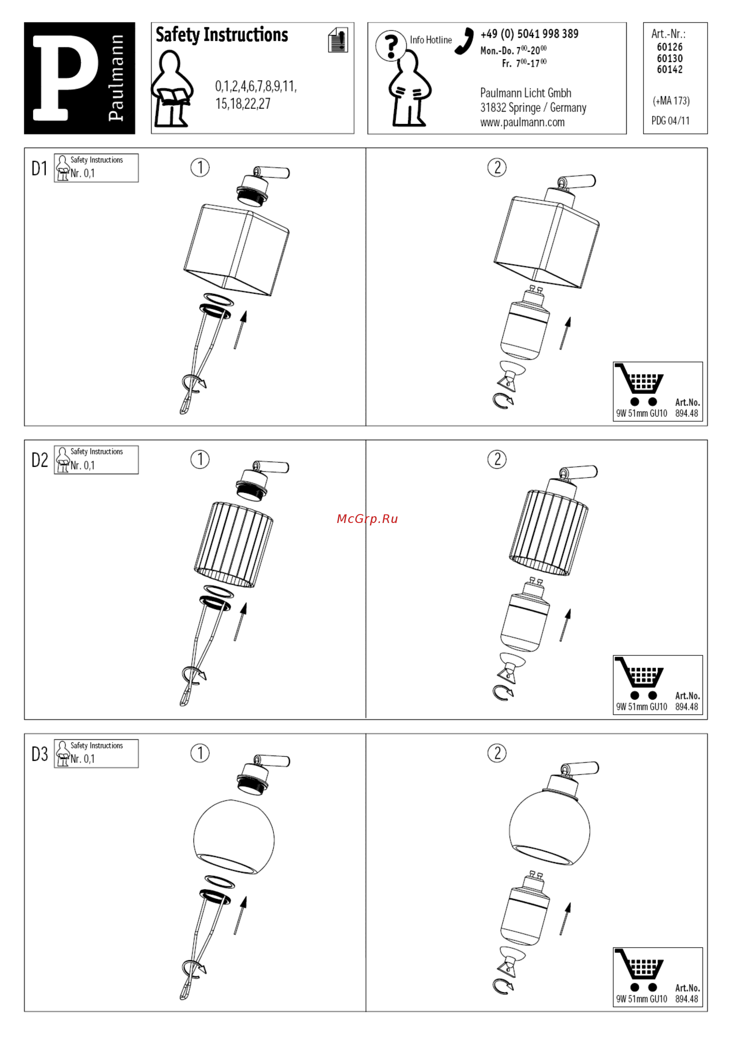 Paulmann Quad 60126 [2/2] Safety instructions