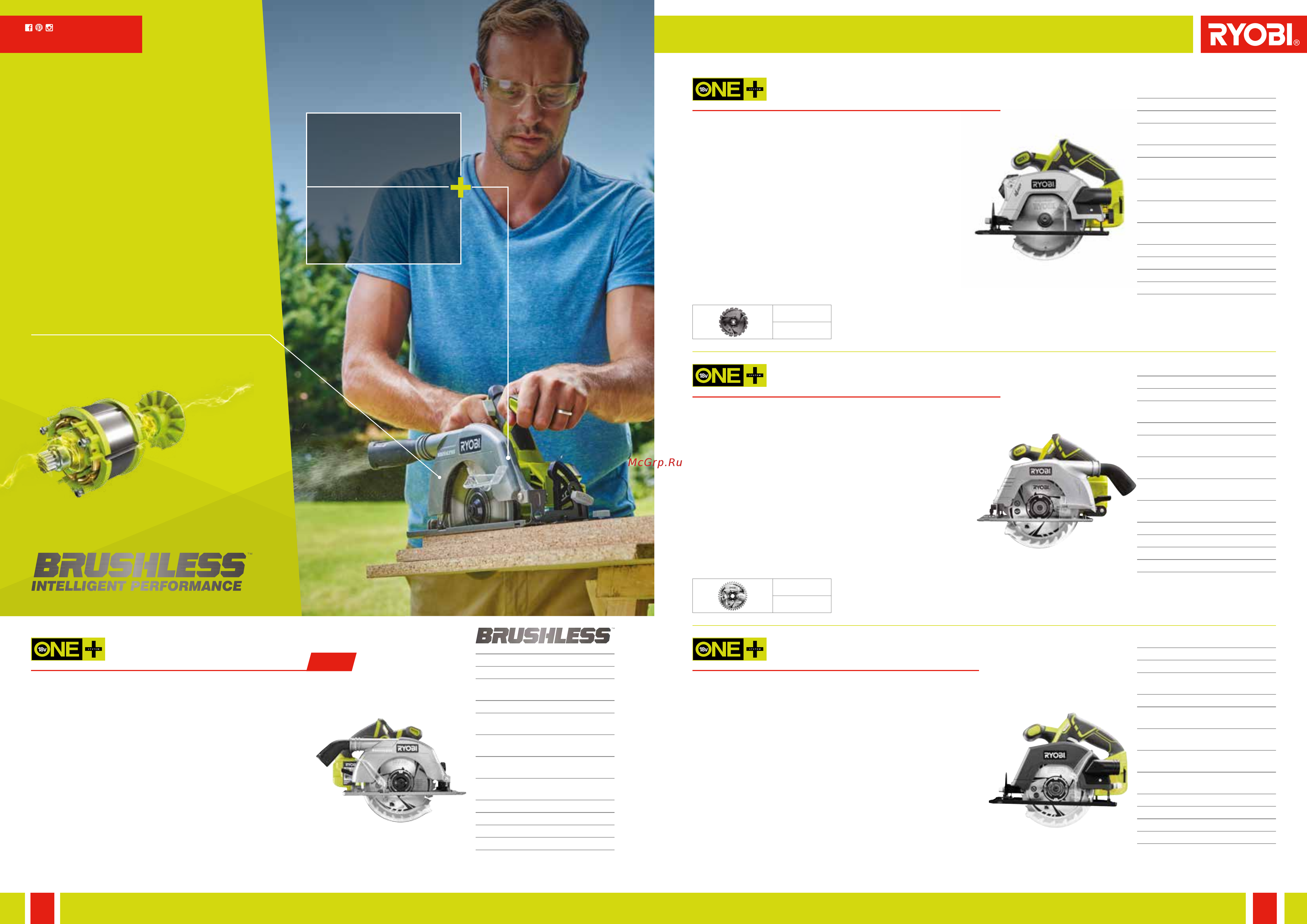 Ryobi ONE+ R18SPL-0 [12/41] Работающий с уменьшенным трением бесщеточный двигатель обеспечивает мощность достаточную для пиления на глубину до 60мм