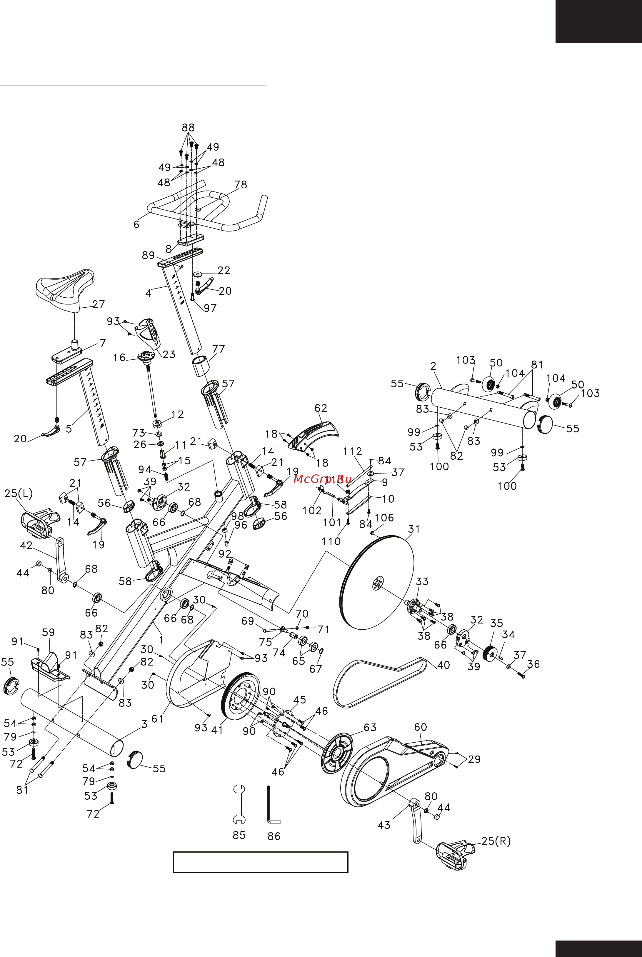 Tunturi Platinum Pro Platinum Pro spin-bike [14/16] Exploded view