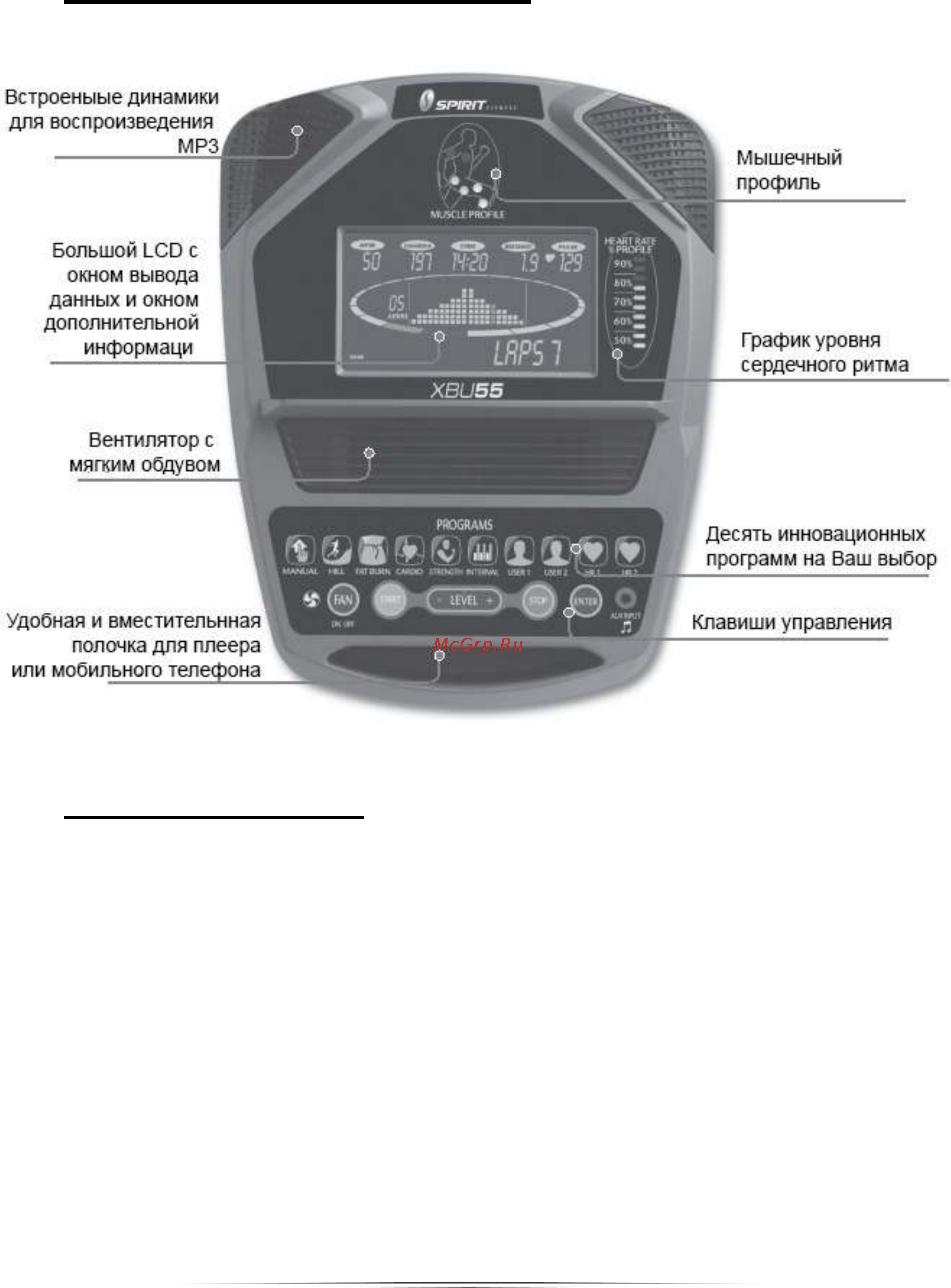 Spirit Fitness XBU55 (2017) [13/36] Использование консоли