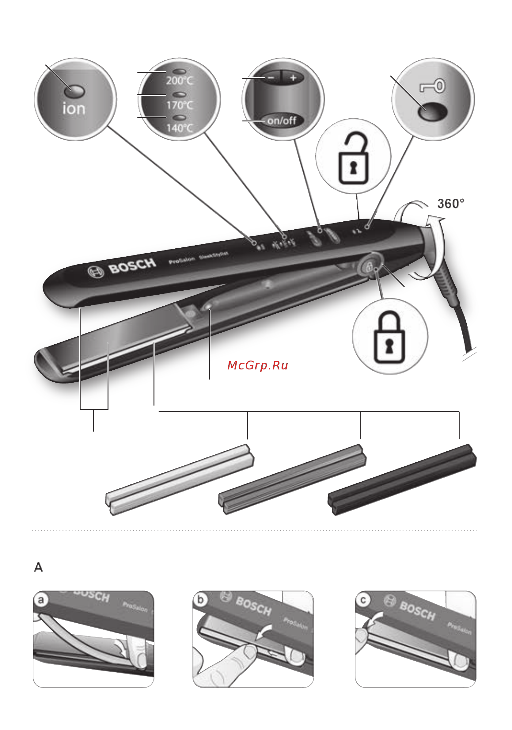 Bosch ProSalon SleekStylist PHS9460 Violet Инструкция по эксплуатации онлайн [3/107] 379508