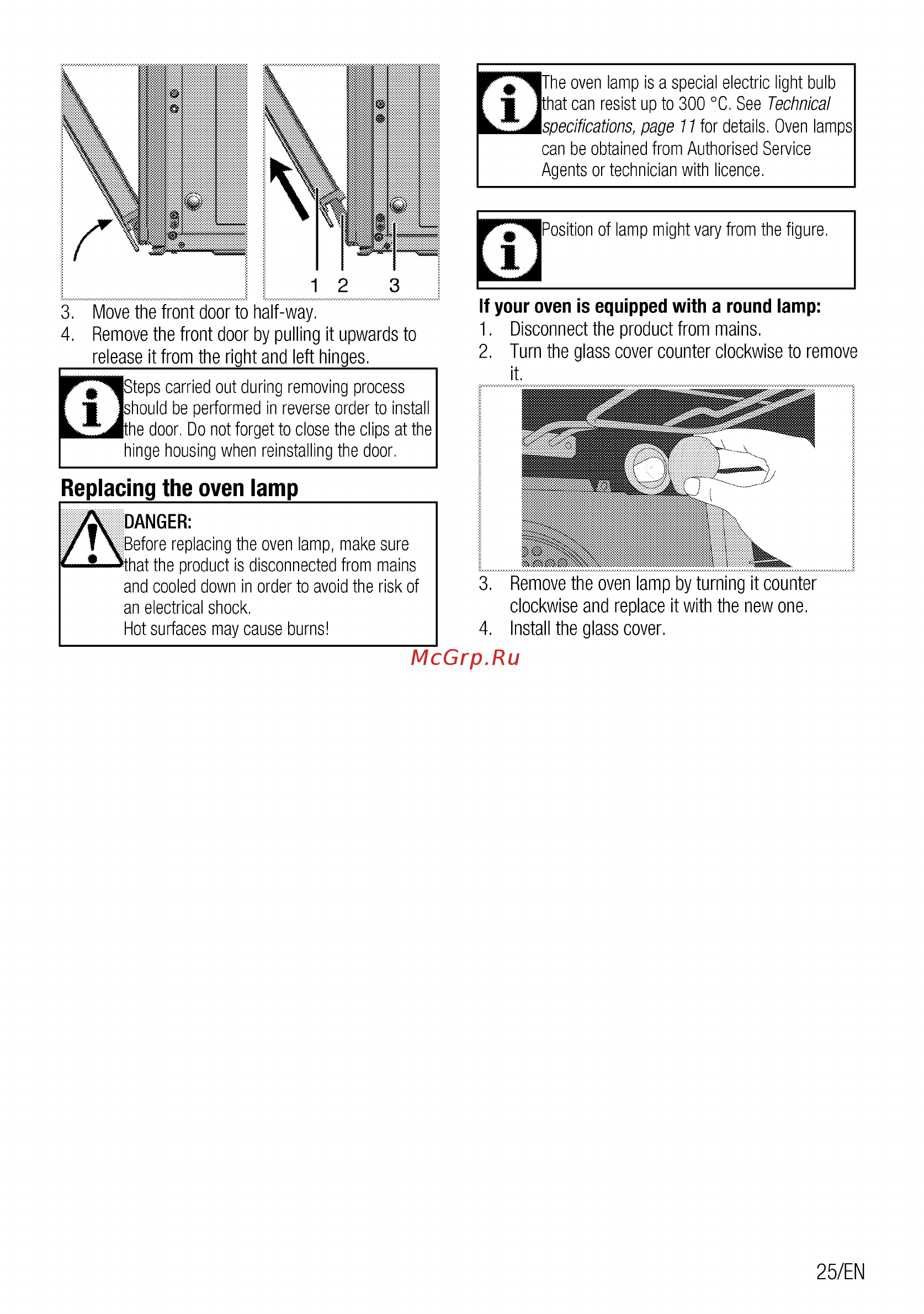 Beko 7751388313 [25/60] Replacing the oven lamp
