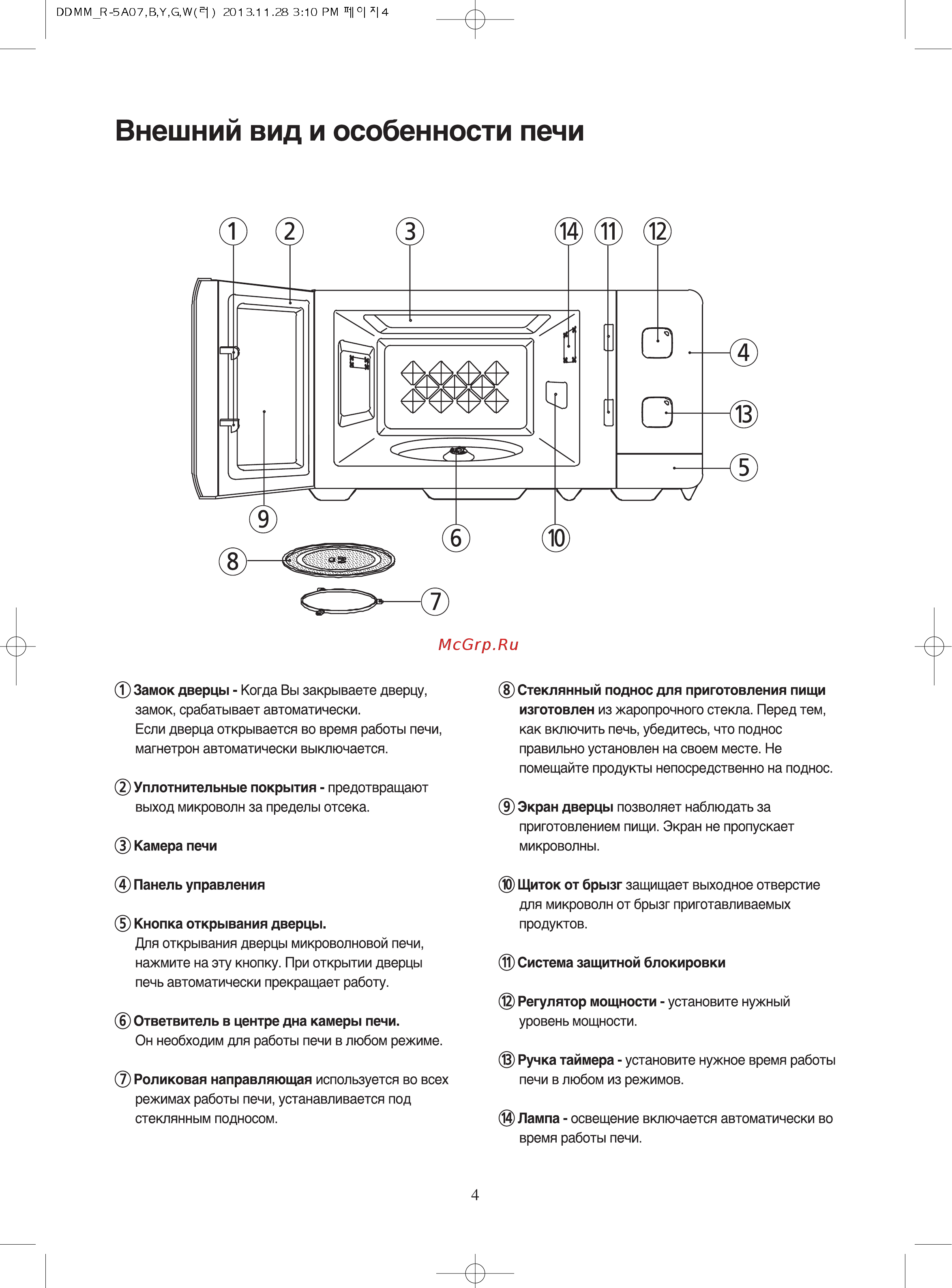 Daewoo KOR-5A07W [5/21] Внешний вид и особенности печи