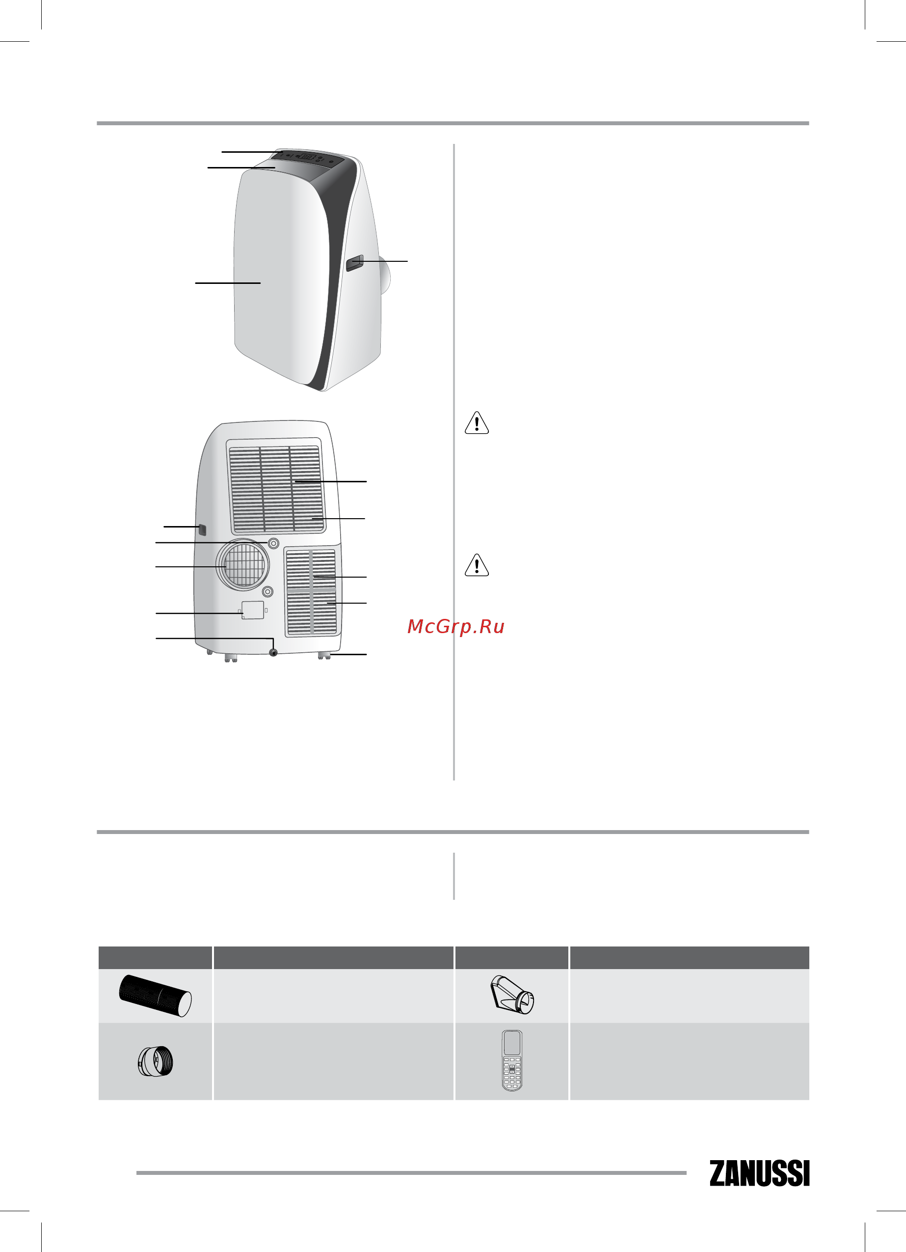 Zanussi ZACM-09 DV/H/A 16/N1 [4/36] Описание конструкции кондиционера