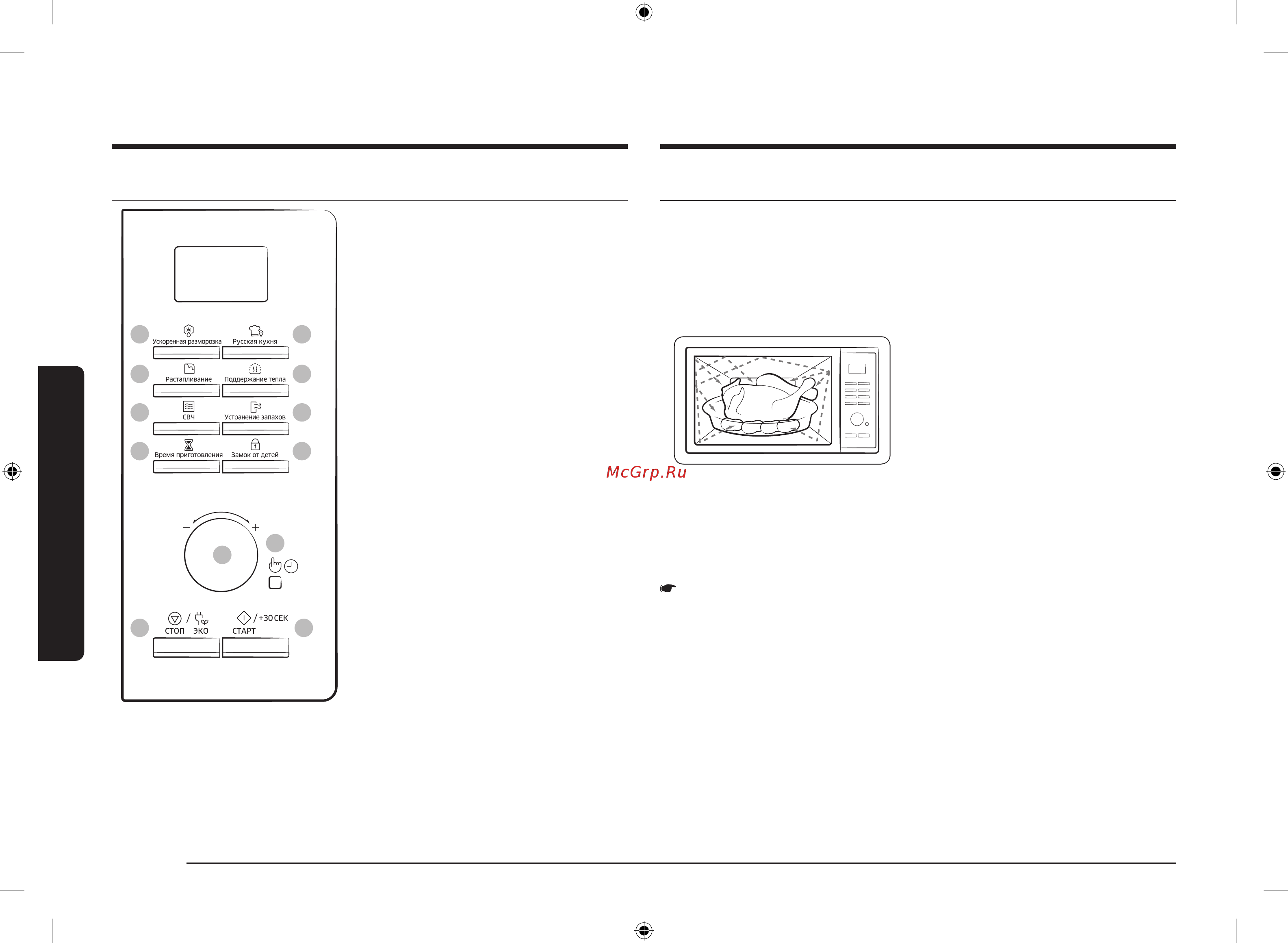 Samsung MS23K3515AK [10/144] Панель управления