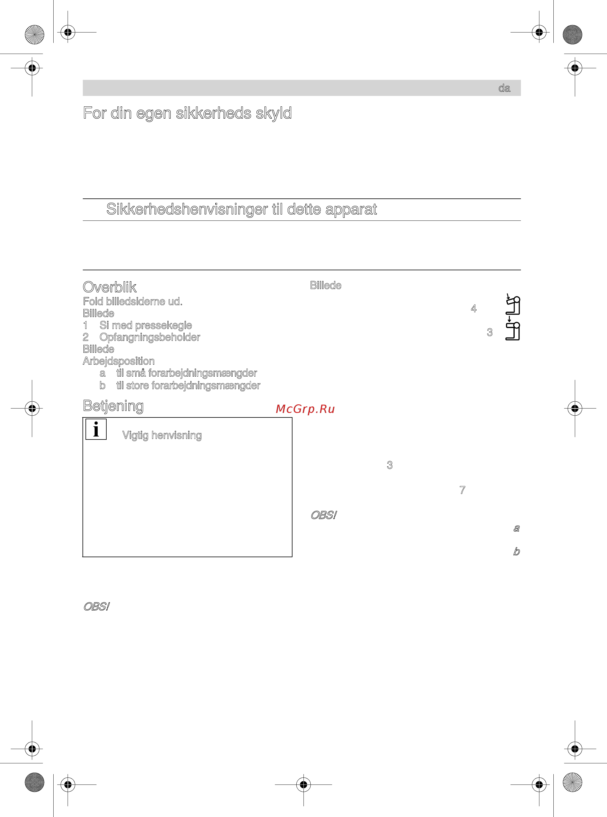 Bosch MUZ8ZP1 [13/40] For din egen sikkerheds skyld