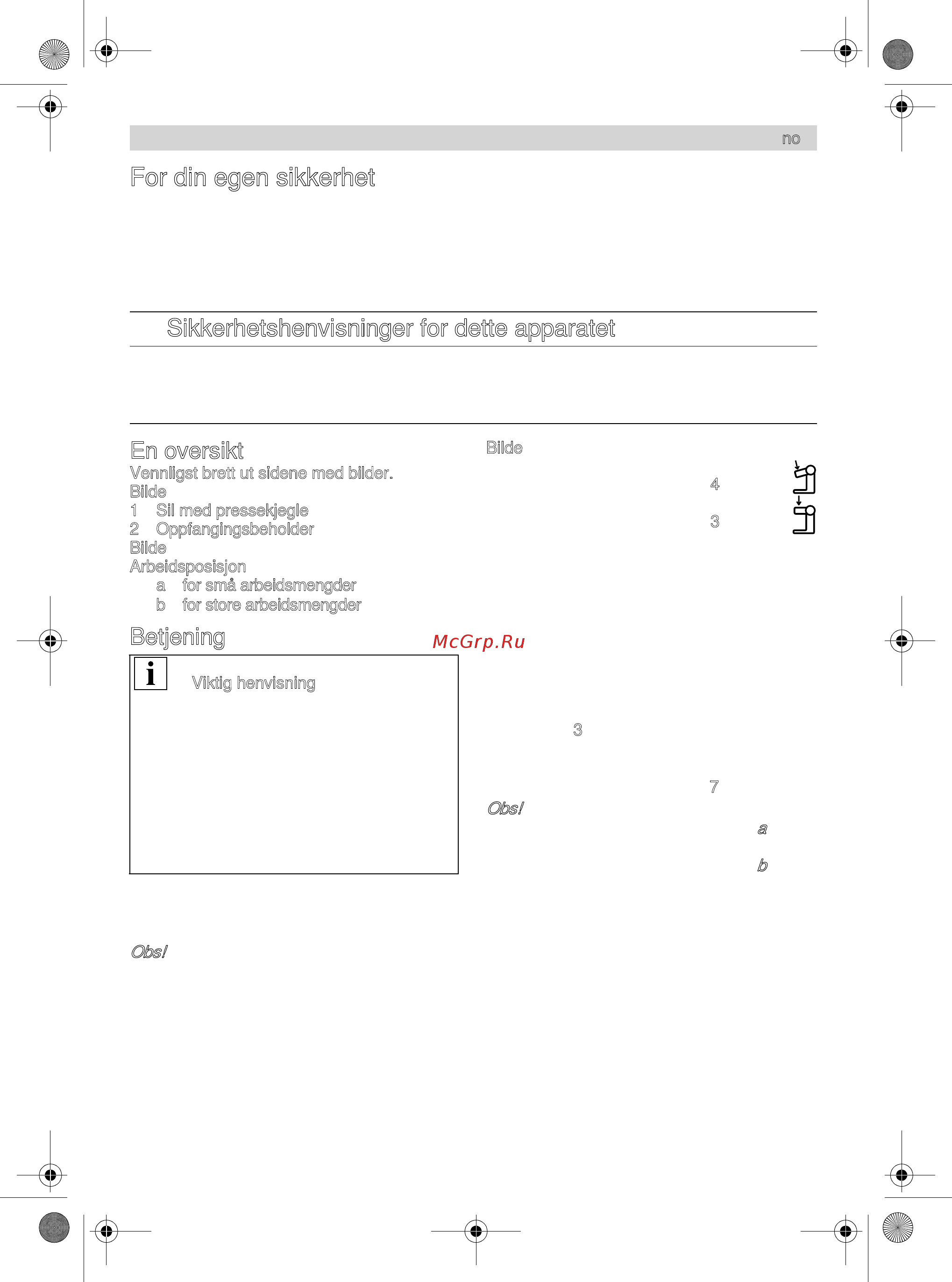 Bosch MUZ8ZP1 [15/40] For din egen sikkerhet