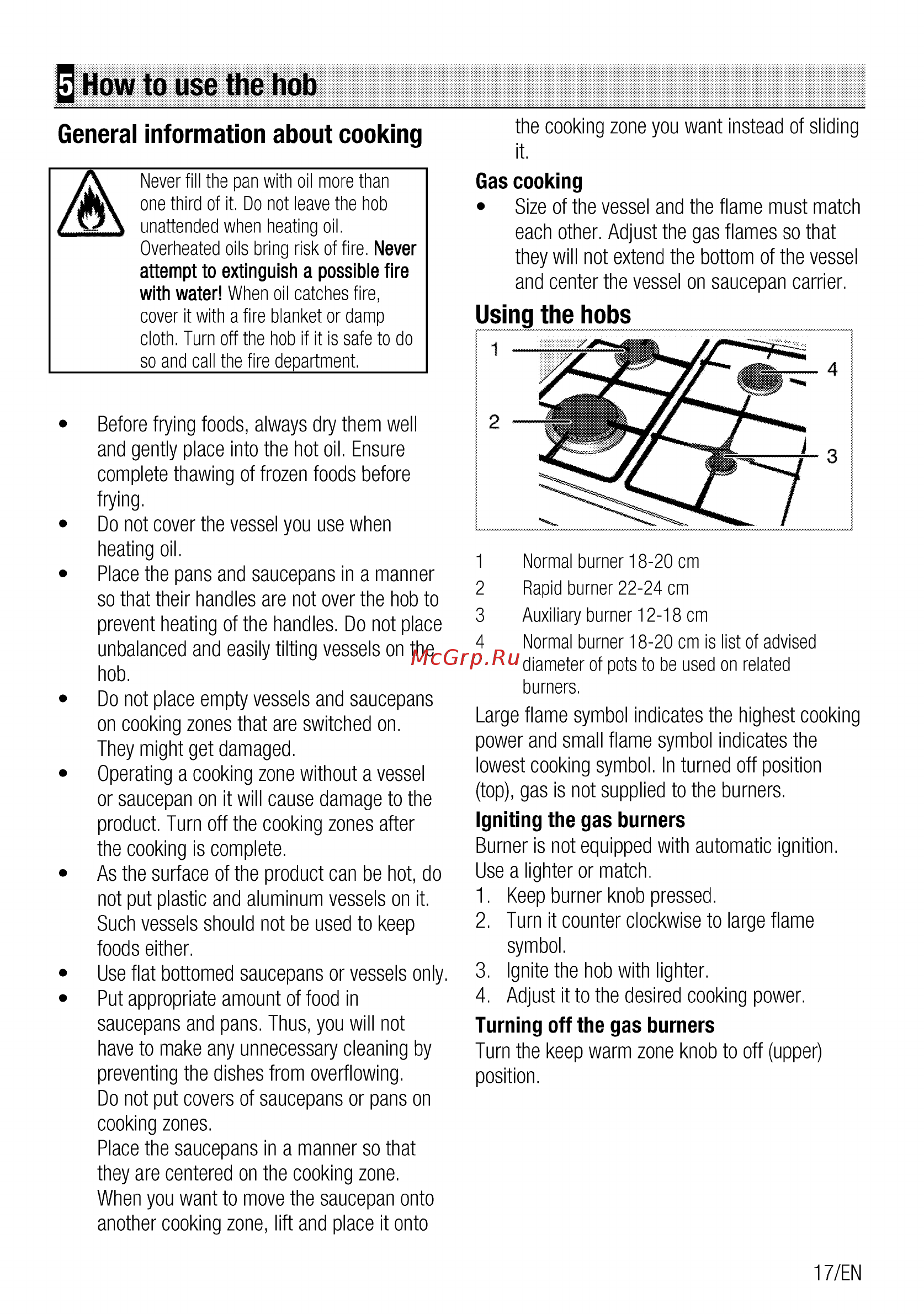 Beko CSG 62000 W [17/100] How to use the hob