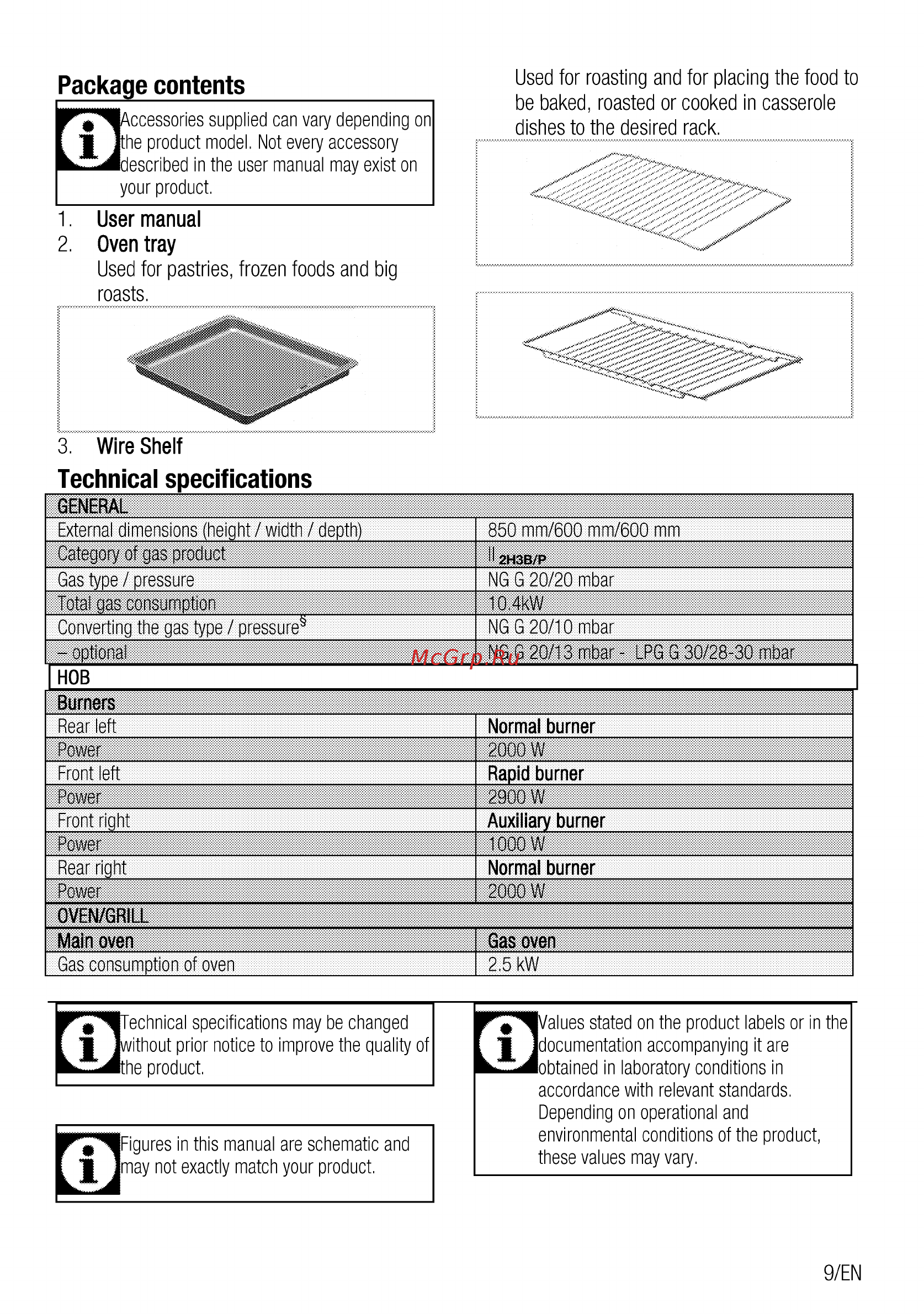 Beko CSG 62000 W [9/100] Package contents