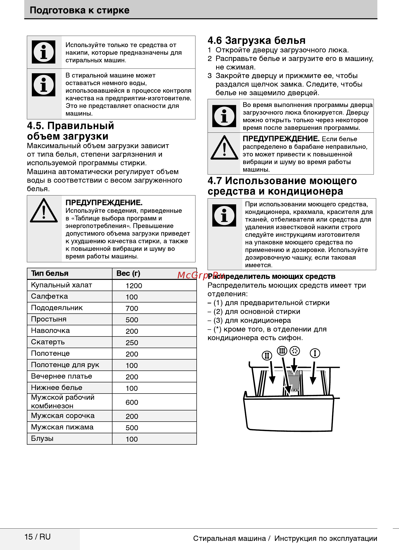 Beko ELY67031PTYB3 БЕЛЫЙ (7316210002) [15/40] Правильный объем загрузки