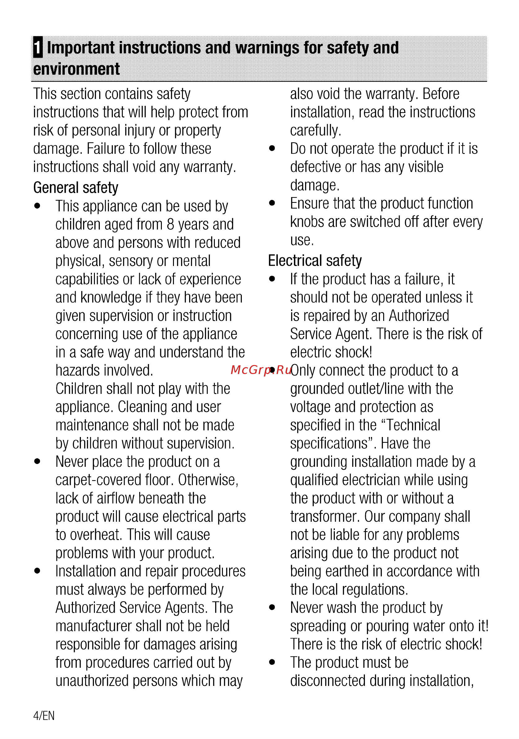 Beko CSS 48100 GA Антрацит [4/76] Q important instructions and warnings for safety and