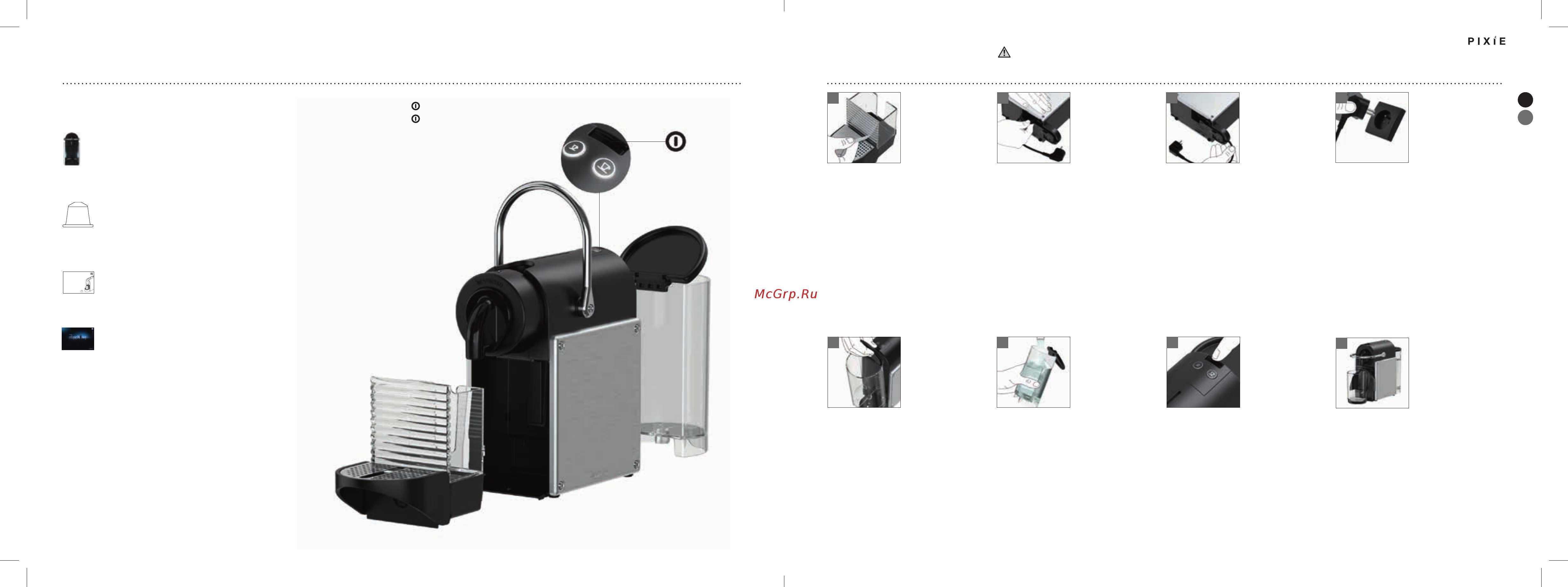 Nespresso Pixie C60 [13/63] Lea antes las instrucciones de seguridad para evitar posibles riesgos de descargas eléctricas mortales e incendio leia primeiro as medidas de segurança para evitar riscos de choque eléctrico fatal e incêndio