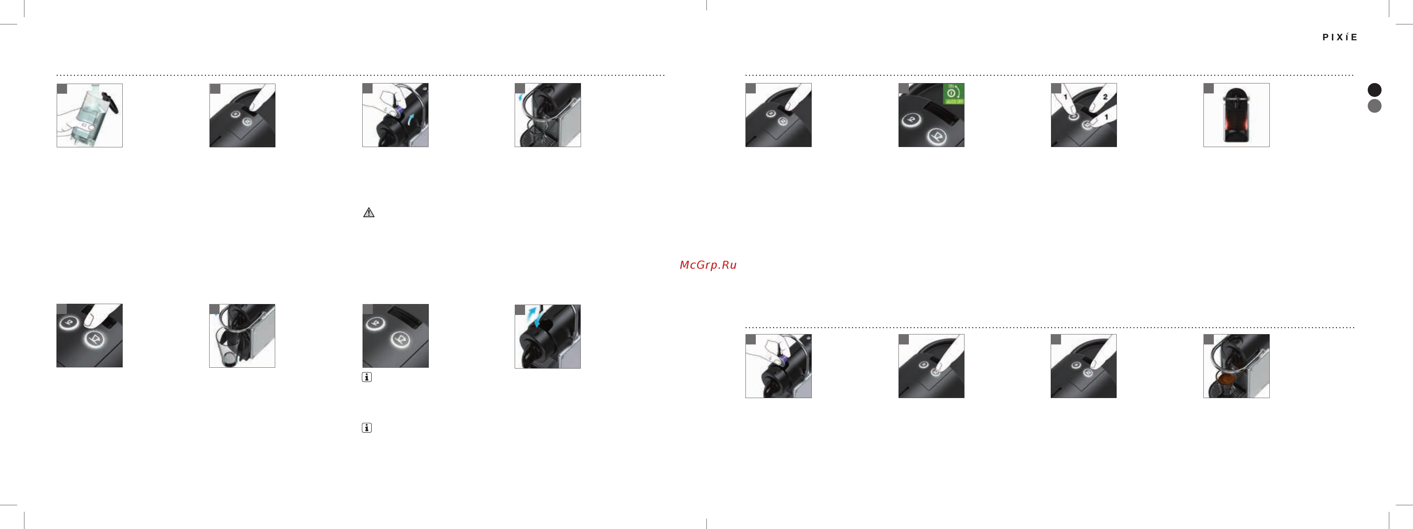 Nespresso Pixie C60 [14/63] No levante nunca la palanca mientras la máquina está en funcionamiento y consulte las instrucciones de seguridad para evitar posibles daños durante el uso de la máquina nunca levante a alavanca durante a operação e consulte as medidas de segurança para evitar possíveis queimaduras enquanto opera a máquina