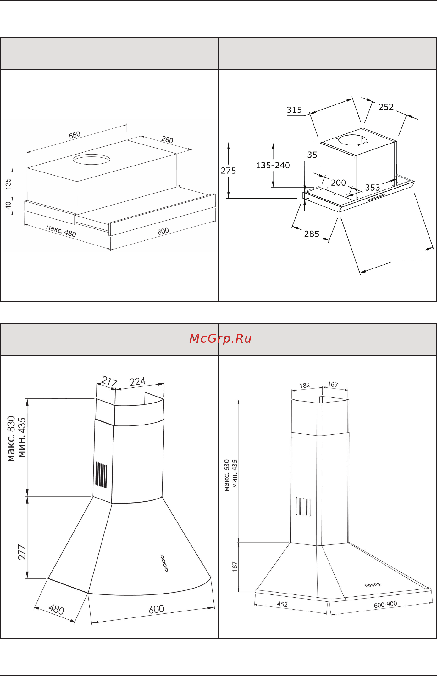 Korting KHC 9675 GX 20042472 [12/16] Габариты
