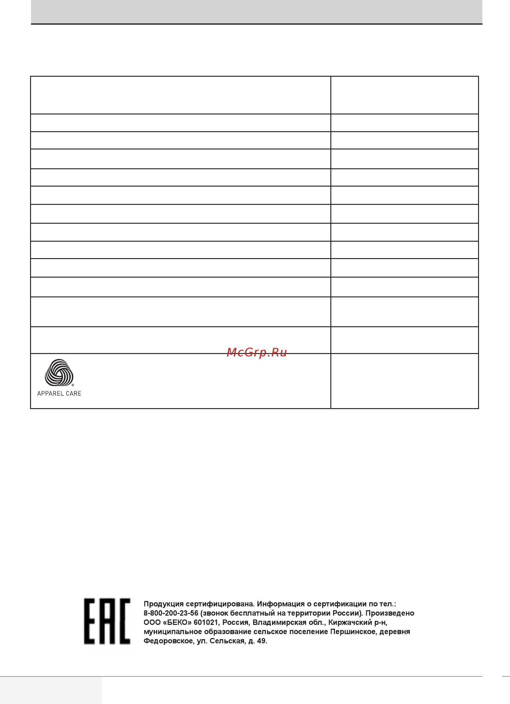 Beko MVE 69512 ZAW [6/32] Технические характеристики