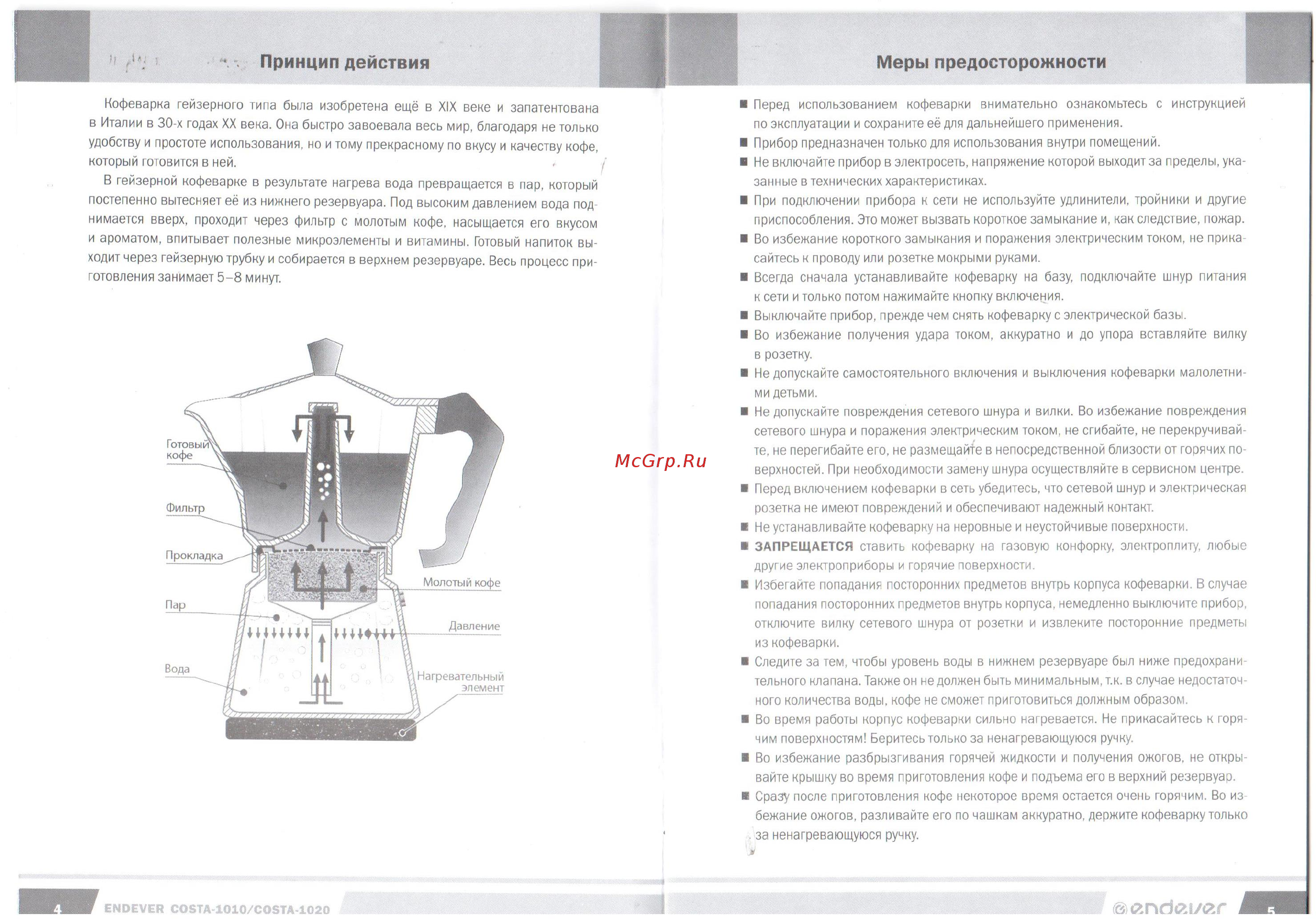 Endever Costa-1010 Серебристый, черный [3/8] Меры предосторожности