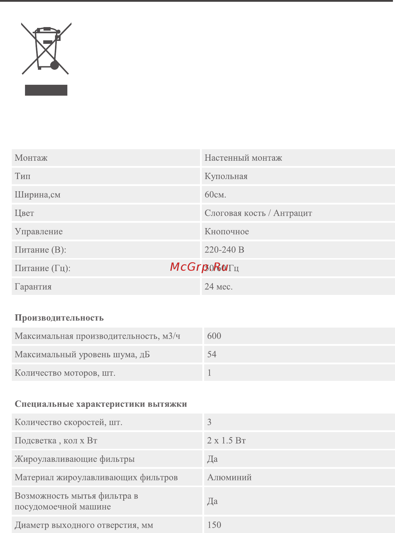 Midea Retro MH60C335RI [4/16] Основные характеристики вытяжки