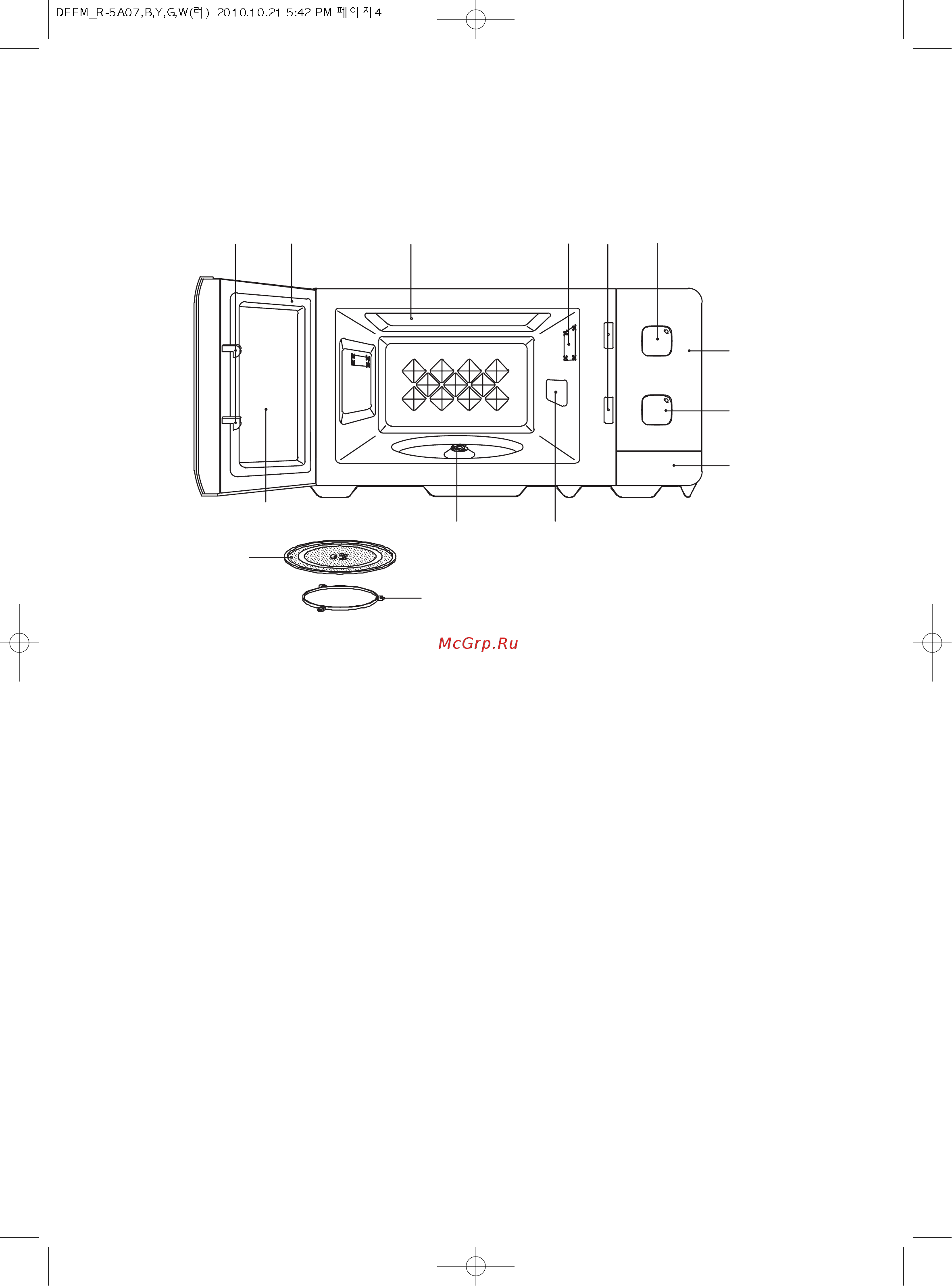 Daewoo KOR-5A07B 15л 500Вт черный [6/28] Внешний вид и особенности печи