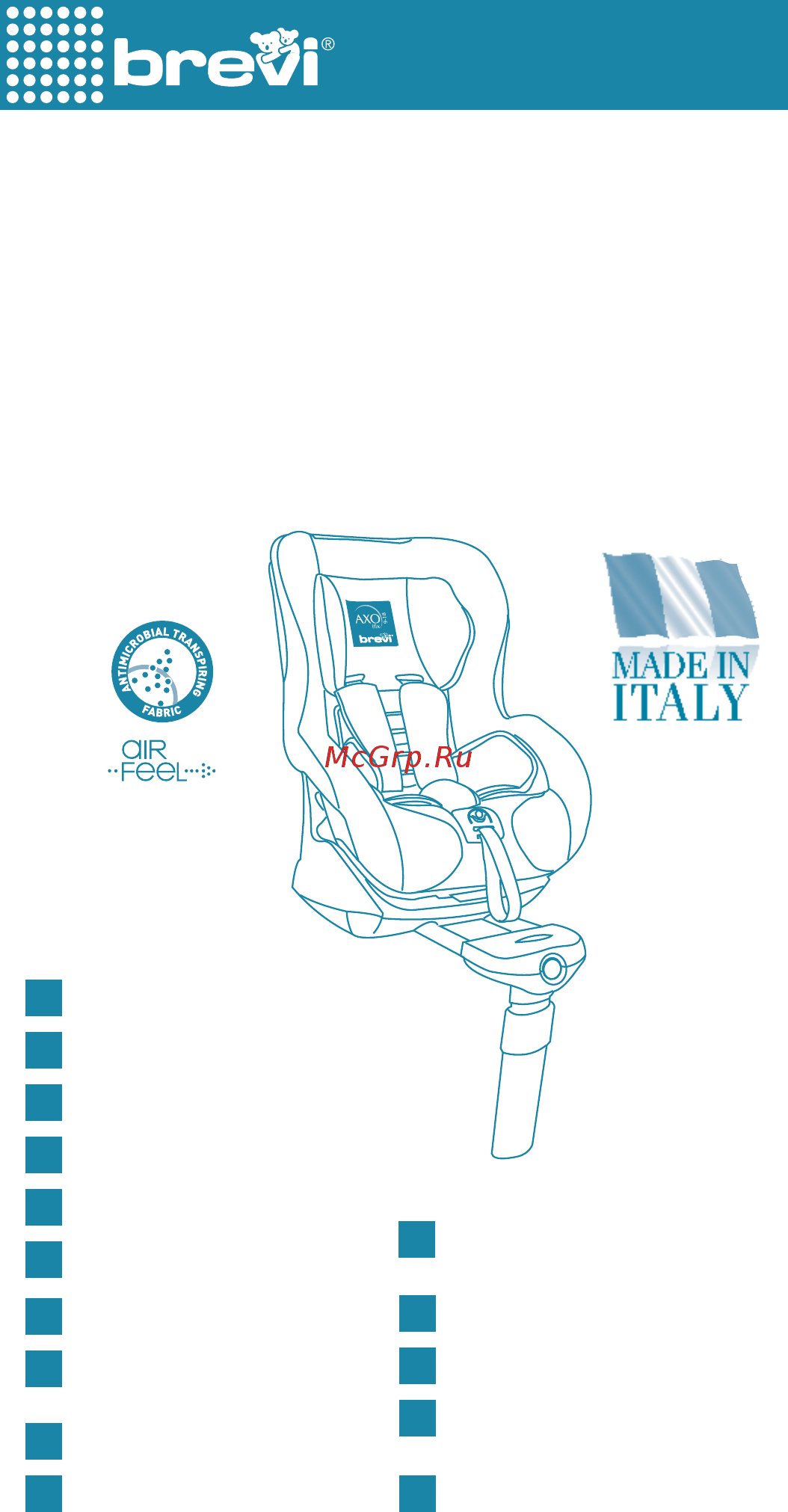 Brevi AXO Isofix группа 1, Black, Grey Инструкция по эксплуатации онлайн