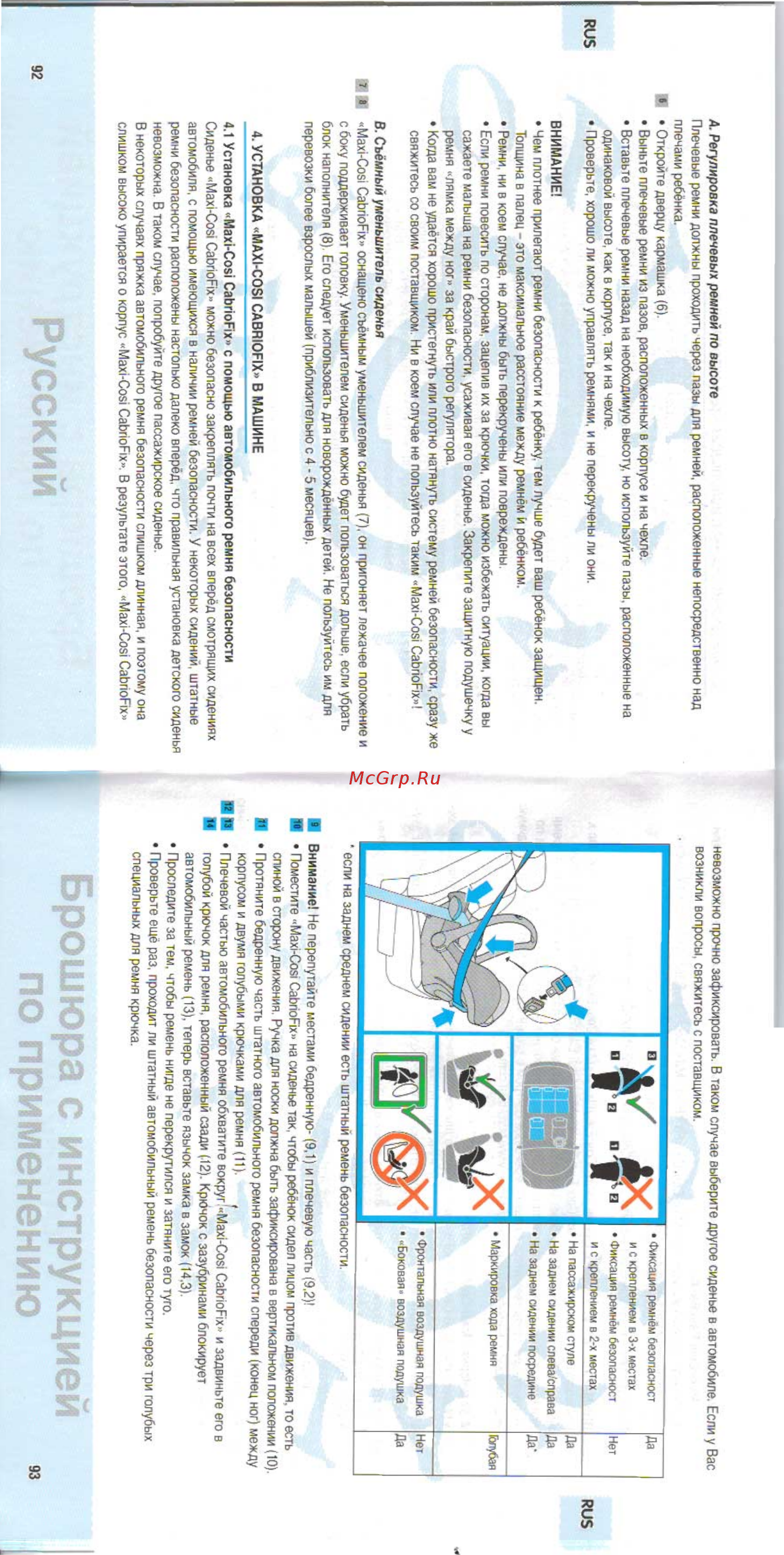 Maxi-Cosi Cabrio Fix группа 0+, Mosaic Blue [8/11] Русский брошюра с инструкцией