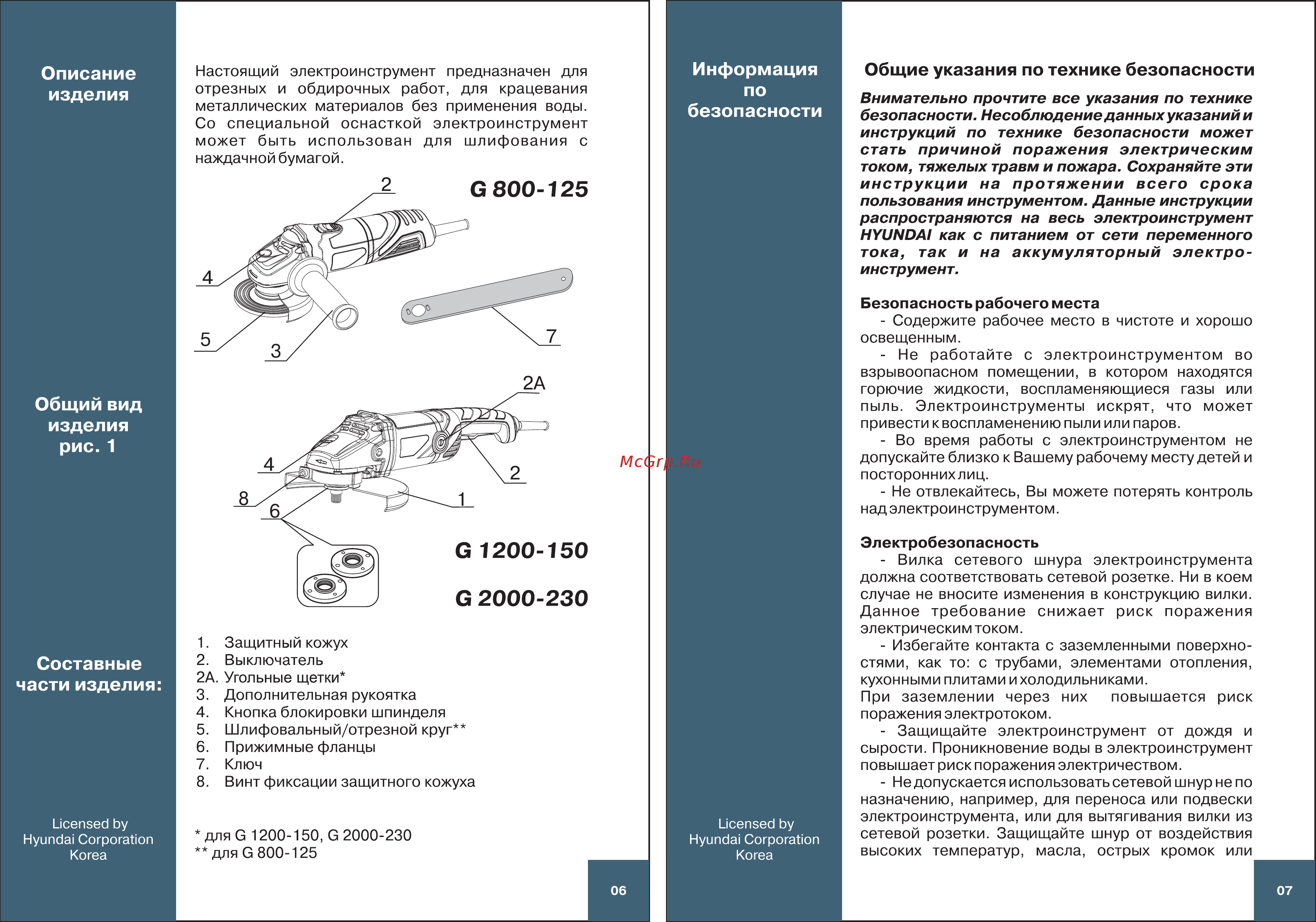 Hyundai G 1200-150 Expert Инструкция по эксплуатации онлайн [4/8] 307414