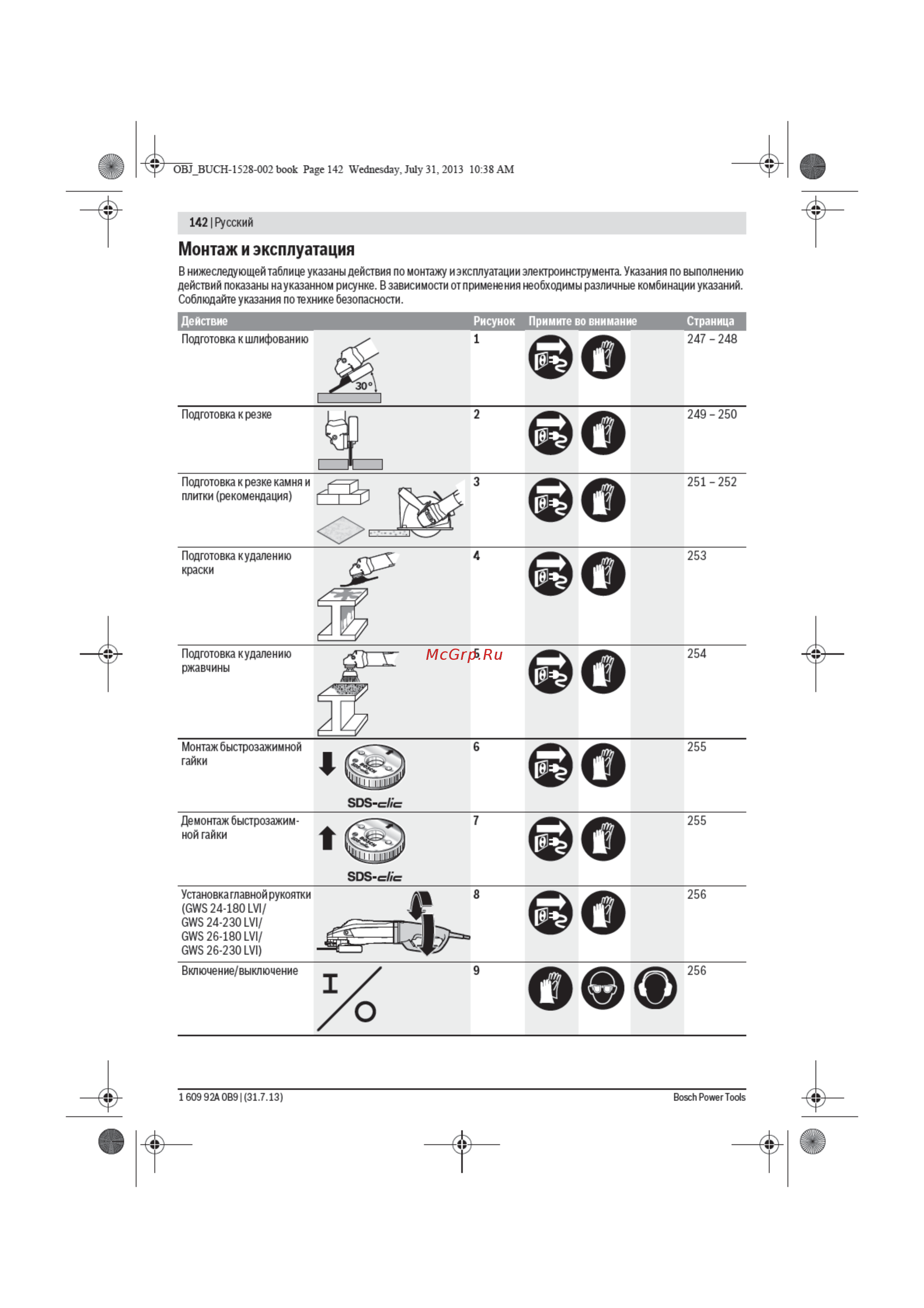 Bosch GWS 22-180 LVI 0601890D00 Инструкция по эксплуатации онлайн [10/34] 307701