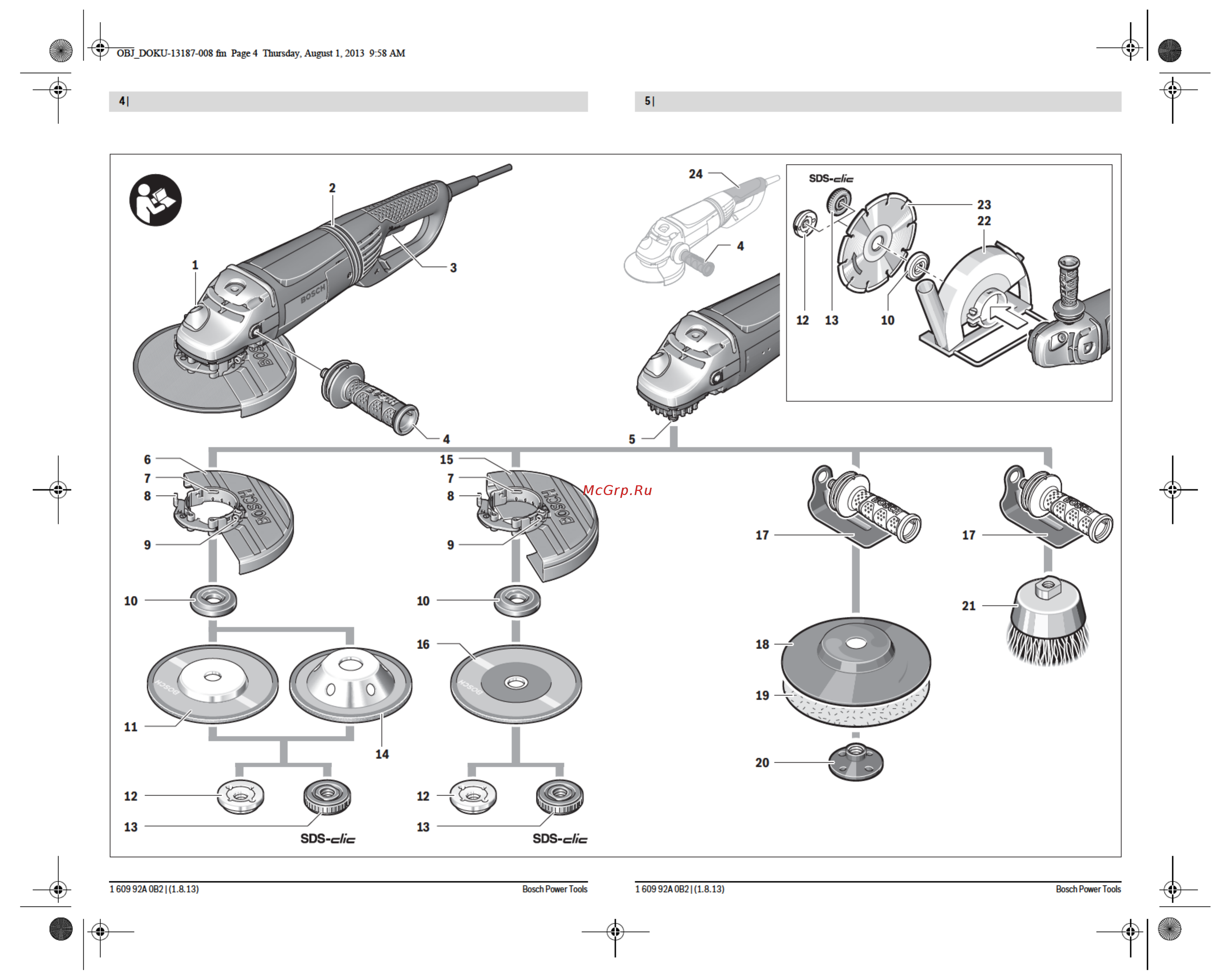 Bosch GWS 24-230 JVX 601864504 Инструкция по эксплуатации онлайн [2/25] 307714