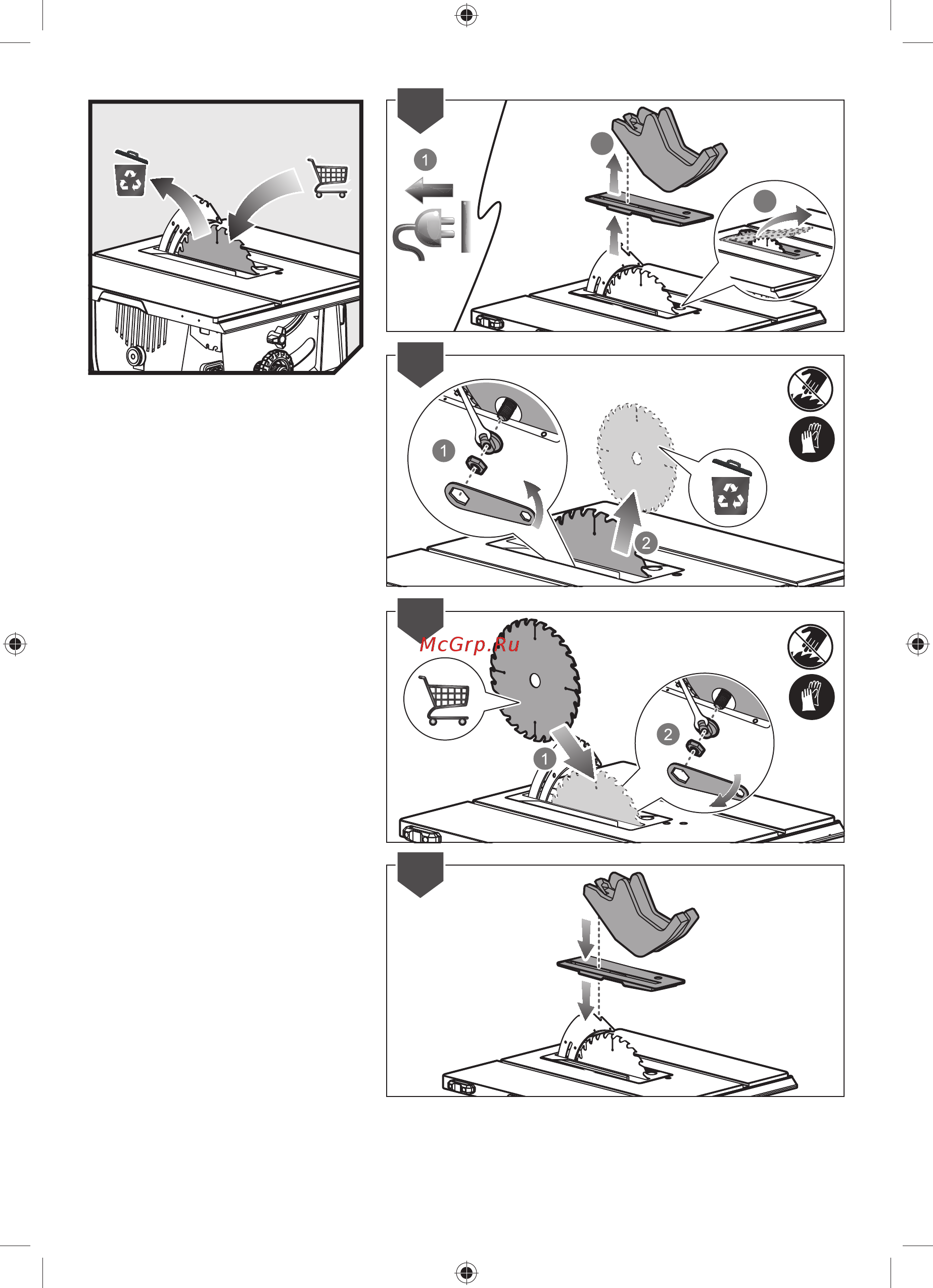 Ryobi 1800W 254 мм + станина RTS1800S-G 5133002221 Инструкция по эксплуатации онлайн [254/284] 837937