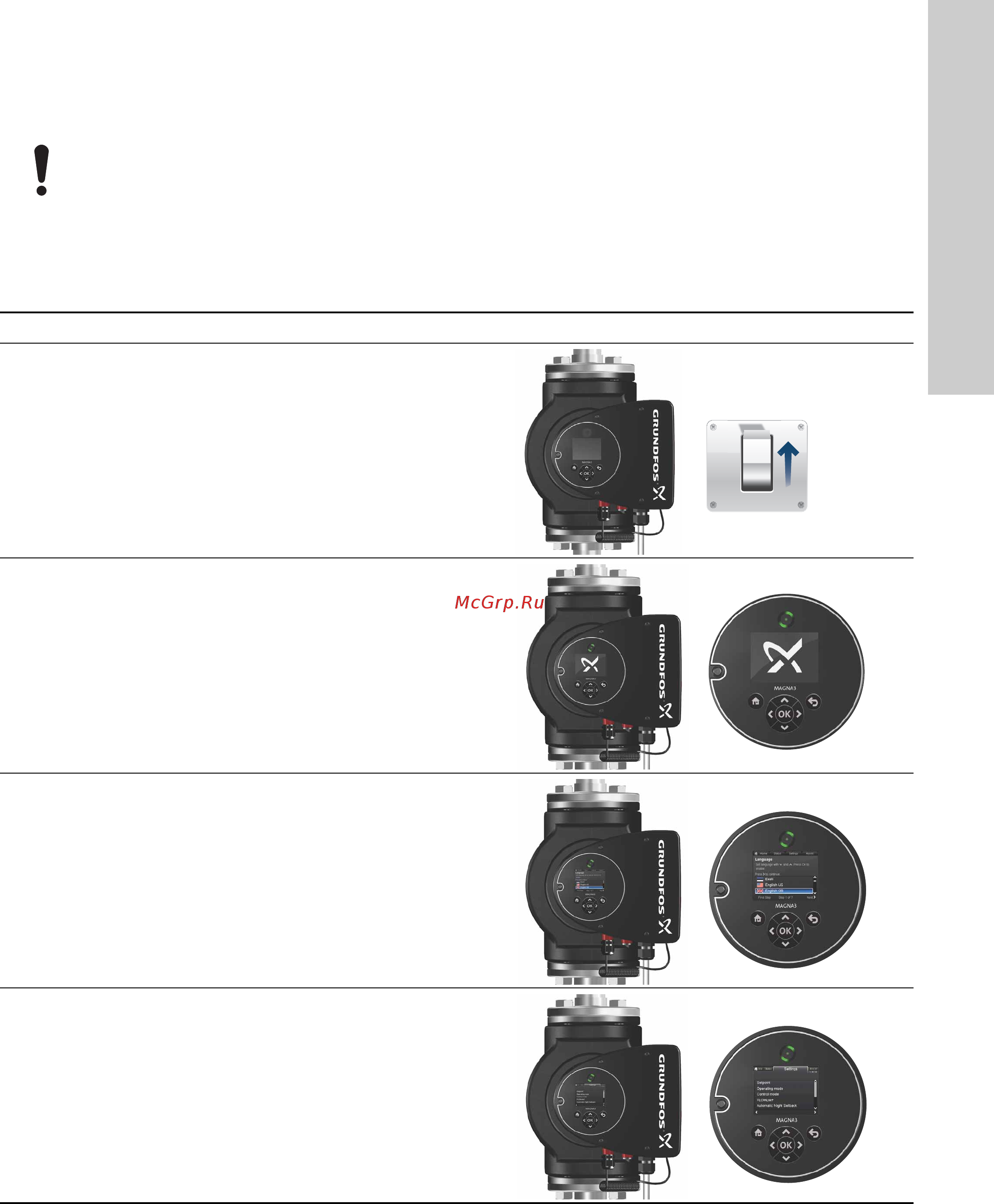 Grundfos MAGNA3 D 32-80 180 97924451 [1289/1656] Ürünün çalıştırılması