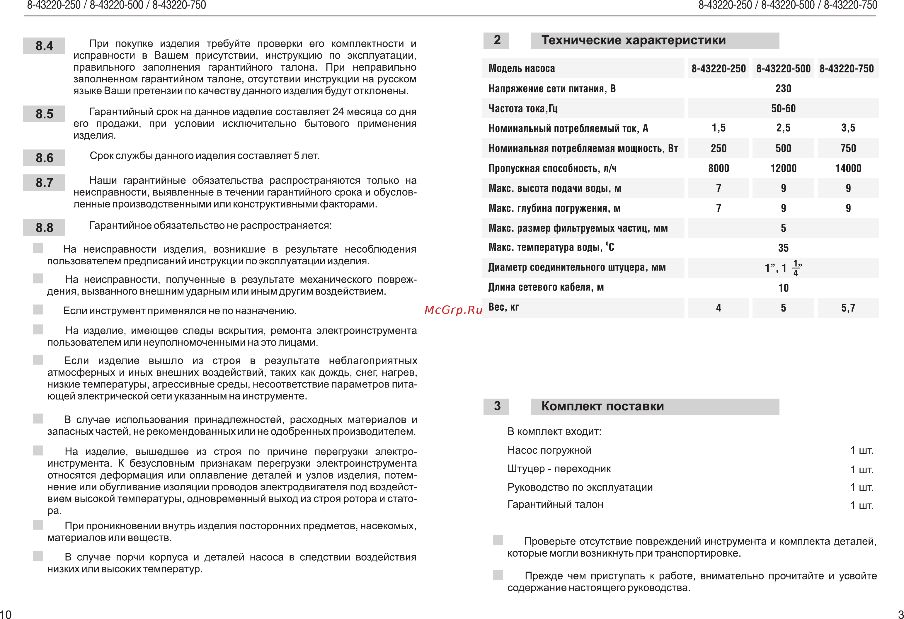 Grinda 8-43220-250 [5/8] Технические характеристики