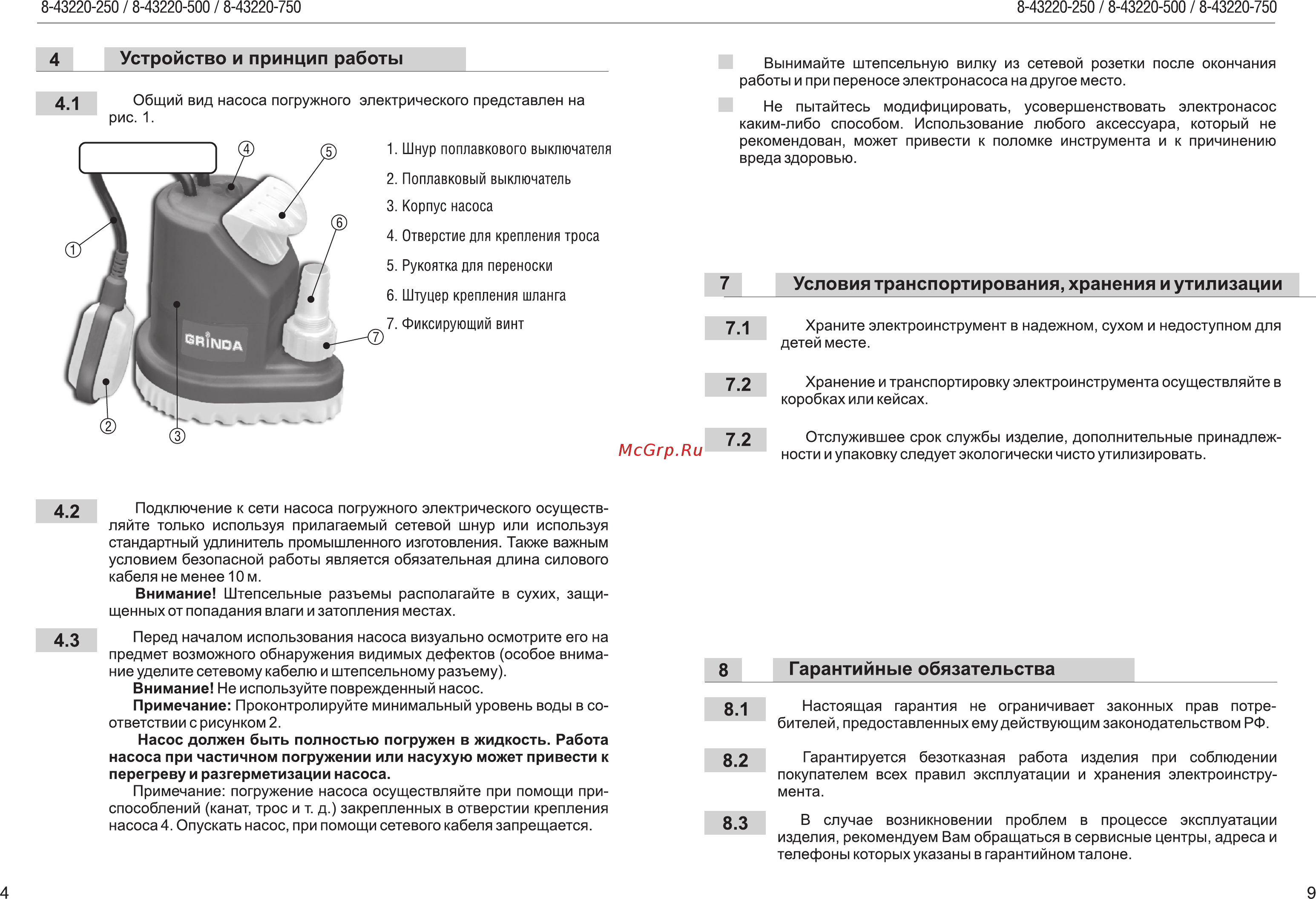 Grinda 8-43220-250 [6/8] Устройство и принцип работы