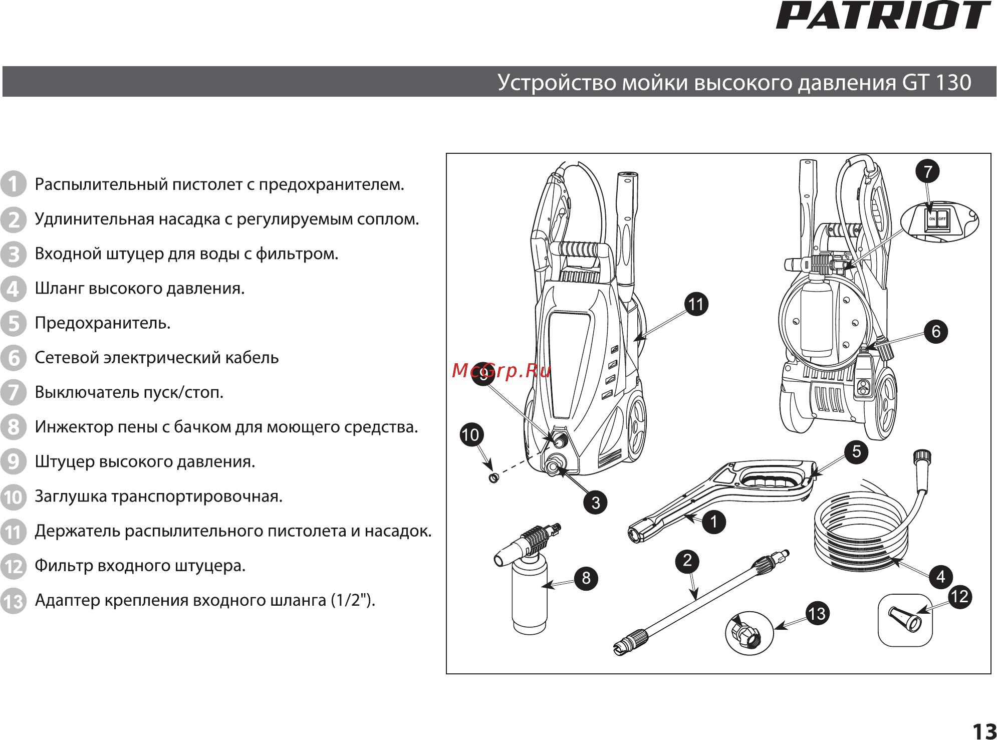 Patriot GT 150 Инструкция по эксплуатации онлайн [13/36] 770523