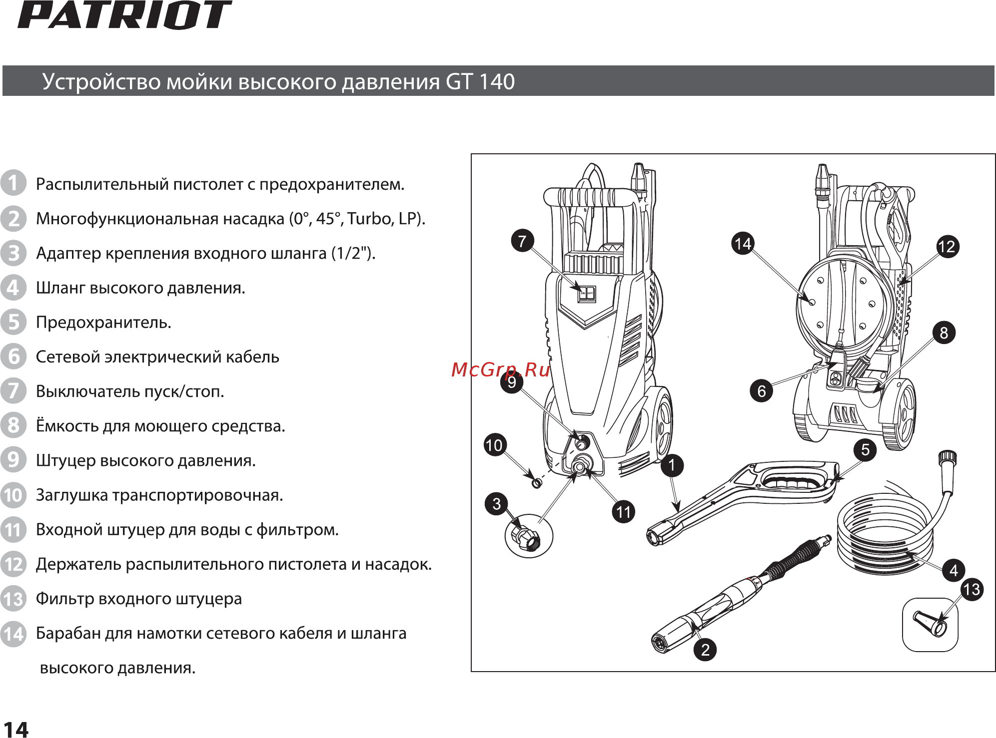 Patriot GT 150 Инструкция по эксплуатации онлайн [14/36] 770523