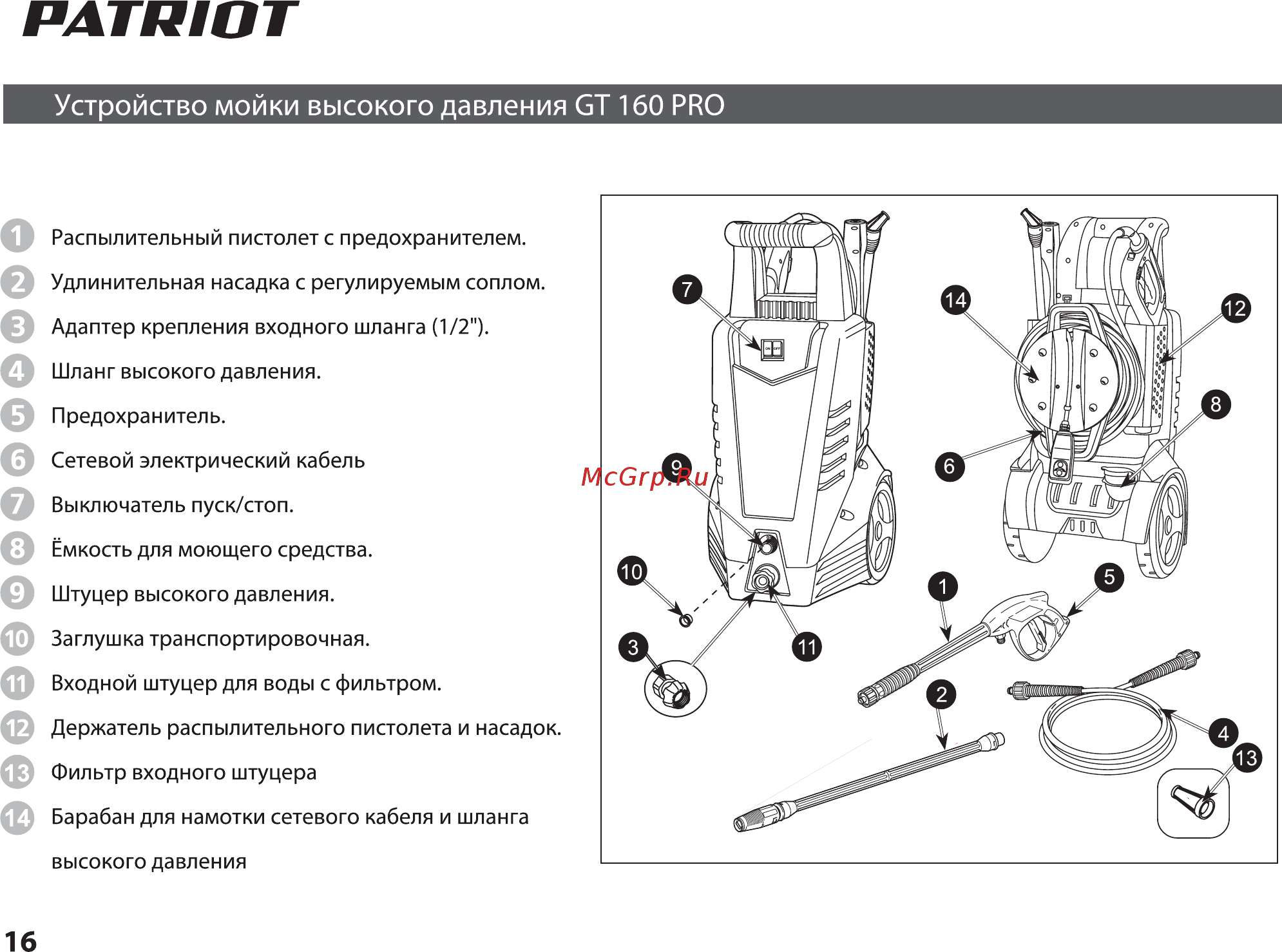 Patriot GT 150 Инструкция по эксплуатации онлайн [16/36] 770523