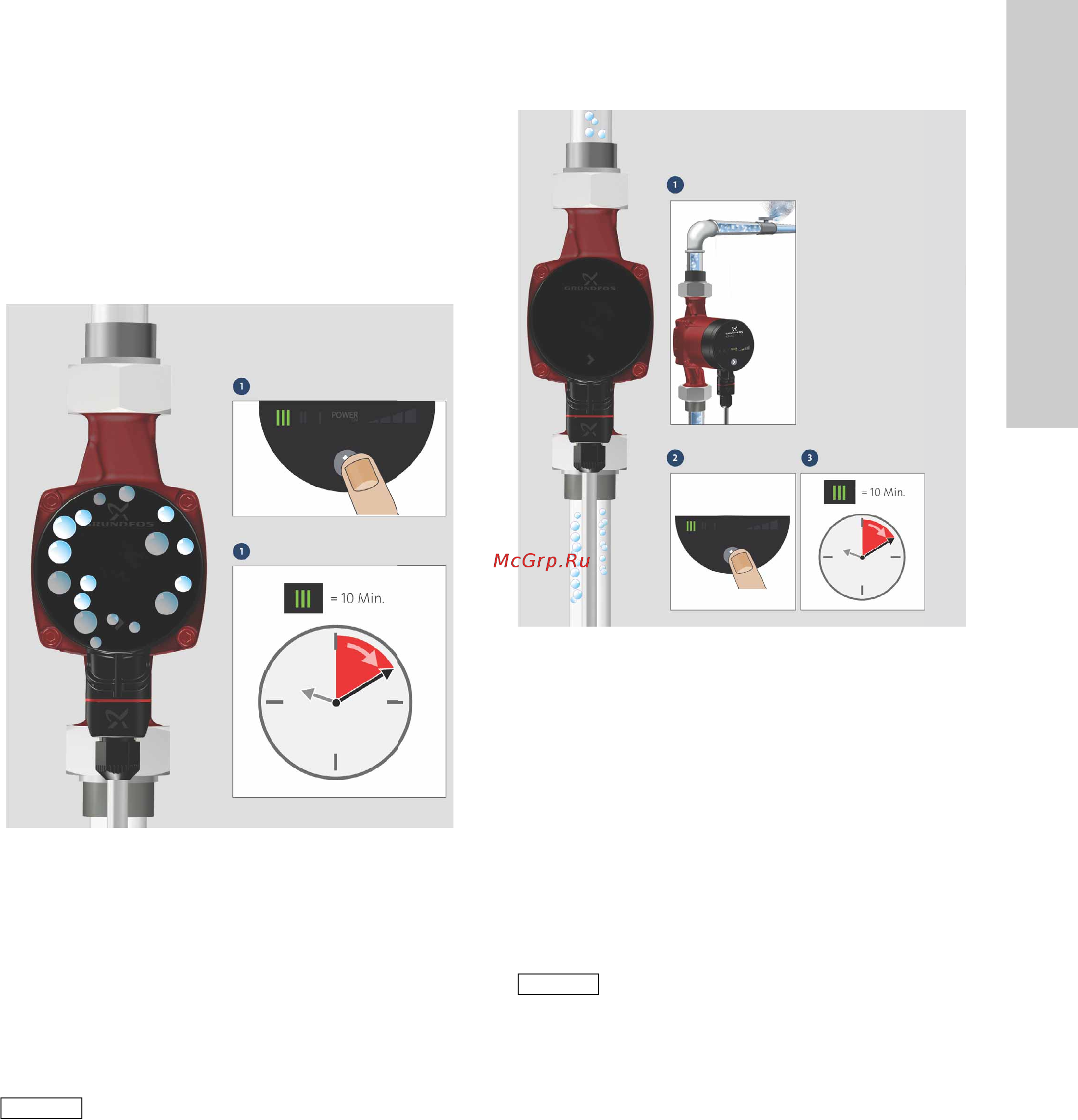 Grundfos ALPHA2 L 25-60 180 98286490 [15/28] Удаление воздуха из насоса
