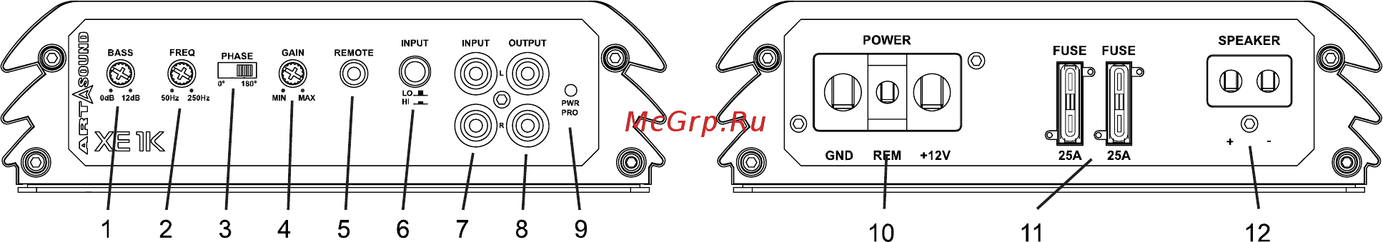 Art Sound XE XE1K [6/16] Описание органов управления и регуляторов усилителя xe1k